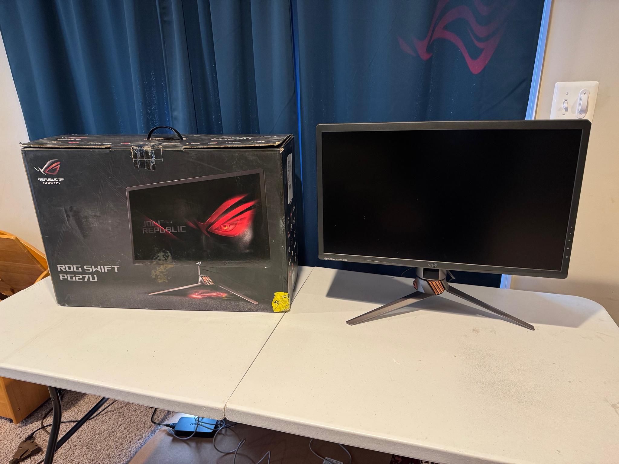 ASUS ROG Swift PG27UQ 27" 4K UHD 144Hz DP HDMI G-SYNC HDR Aura Sync Gaming Monitor with Eye Care