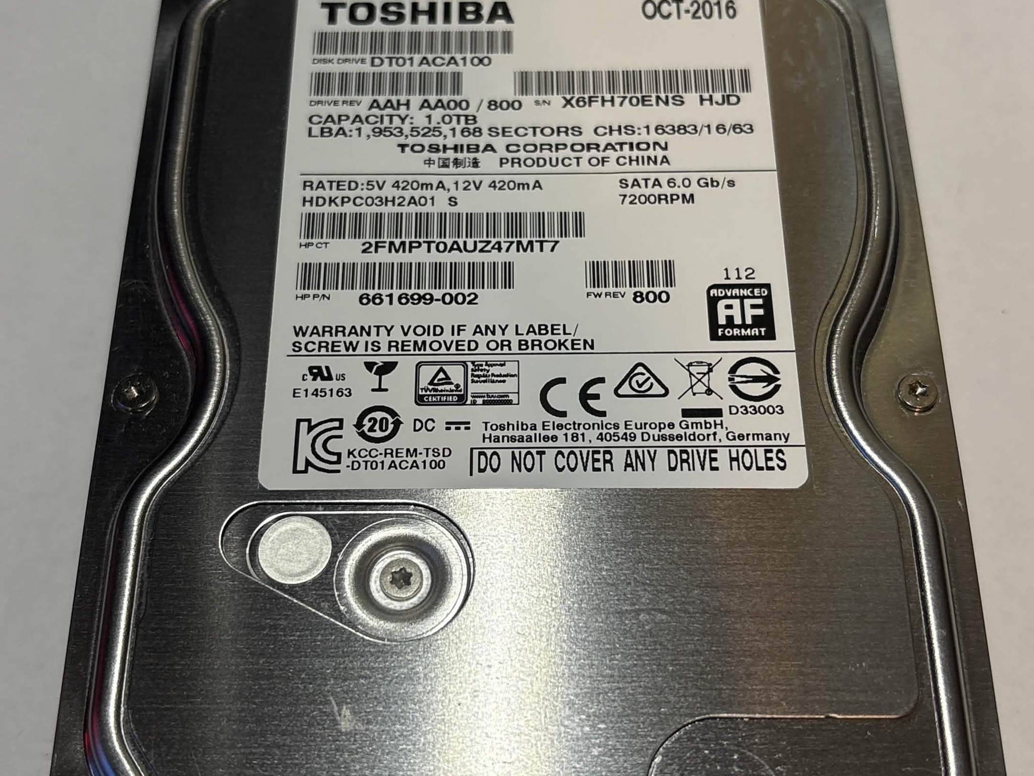 Toshiba DT01ACA100 1TB 7200RPM SATA Hard Drive | Tested & Healthy