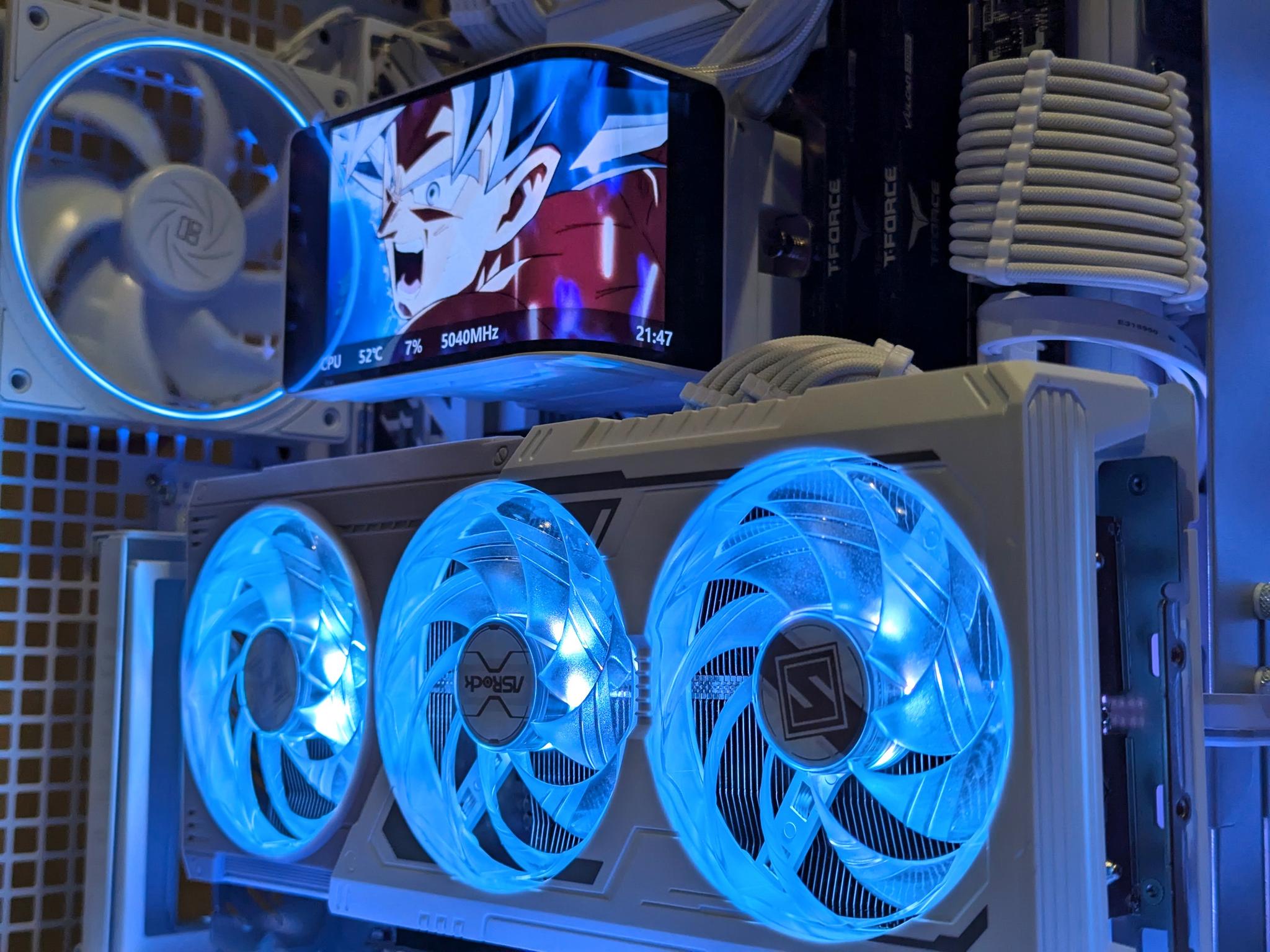 🤍⚡ White RGB 1440p Gaming Beast – 7800X3D • RX 9070 XT • Dual LCD