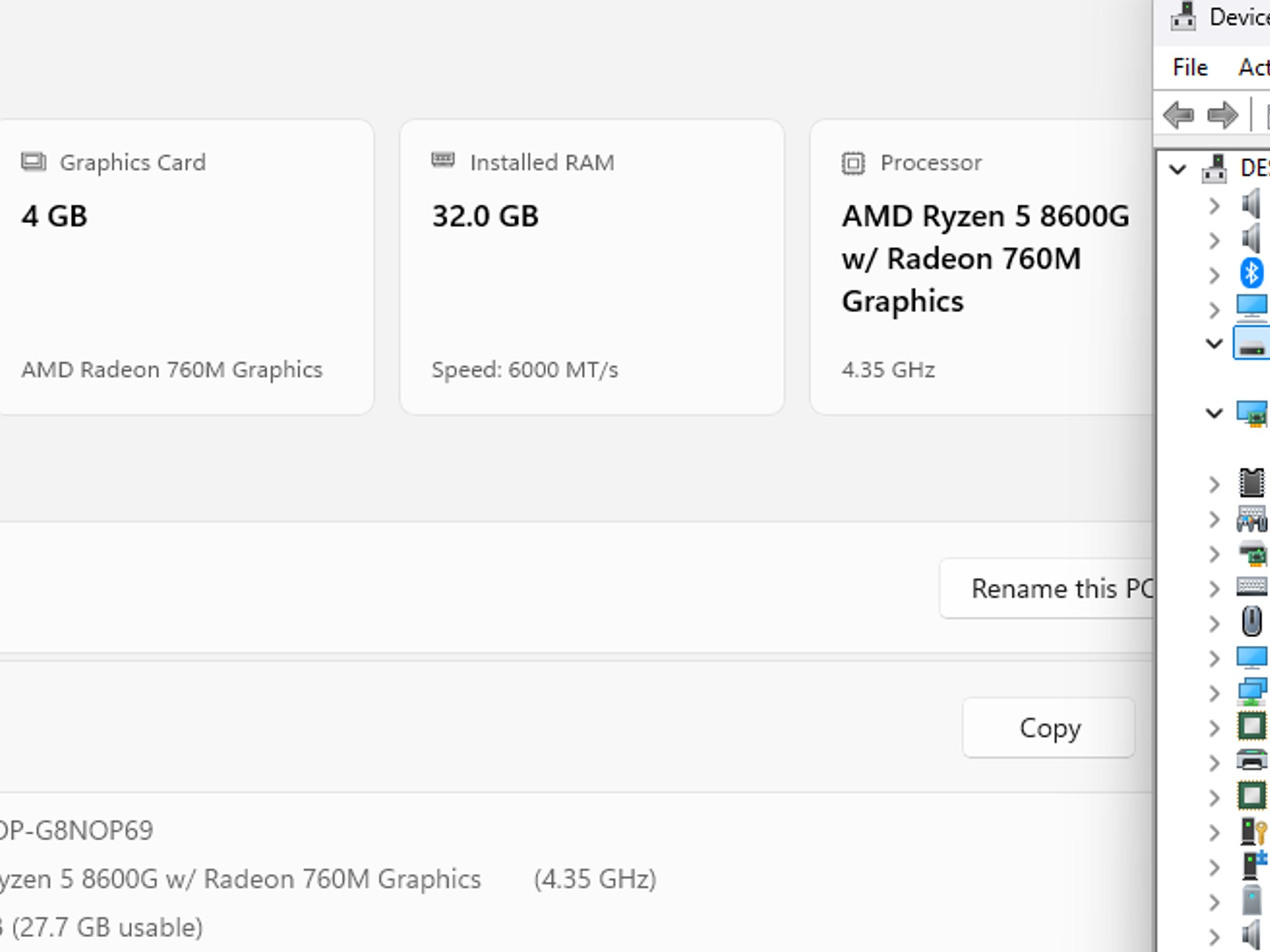 AM5 Mini ITX PC AMD Ryzen 5 8600G ASUS ROG STRIX B650E-I 1TB SSD 32GB DDR5 Cooler Master NR200P V2