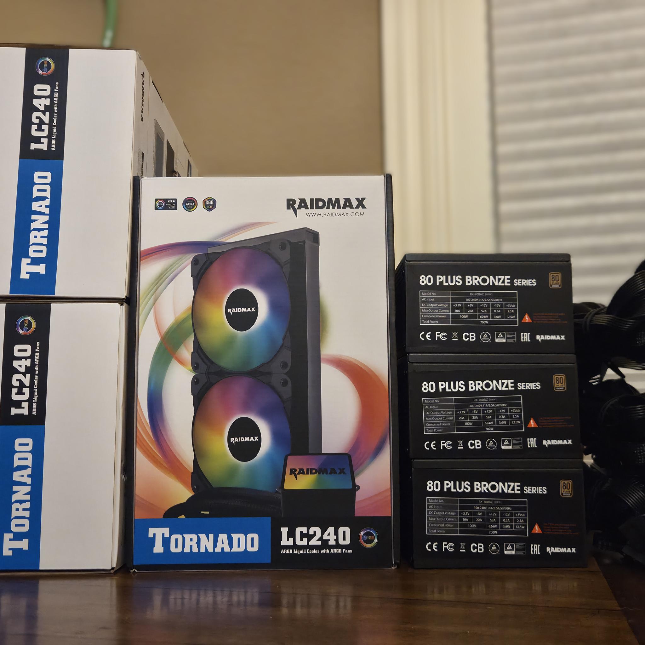 Raidmax Tornado LC240 ARGB AIO Cooler and Raidmax Vortex 700w PSU(OEM) Combo Deal x3!!