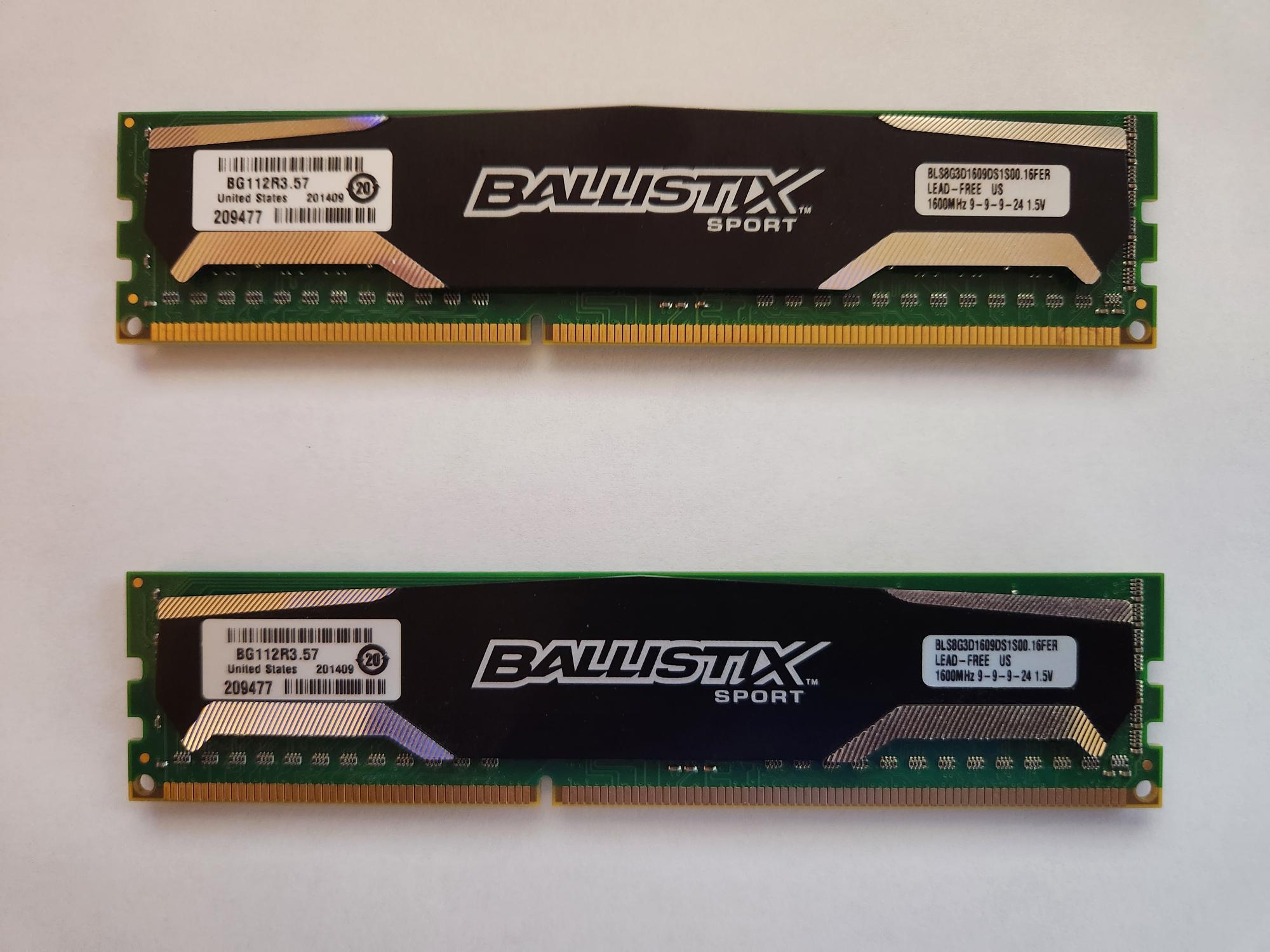 Ballistix Sport 16GB Kit (8GBx2) DDR3 1600 MHz CL9