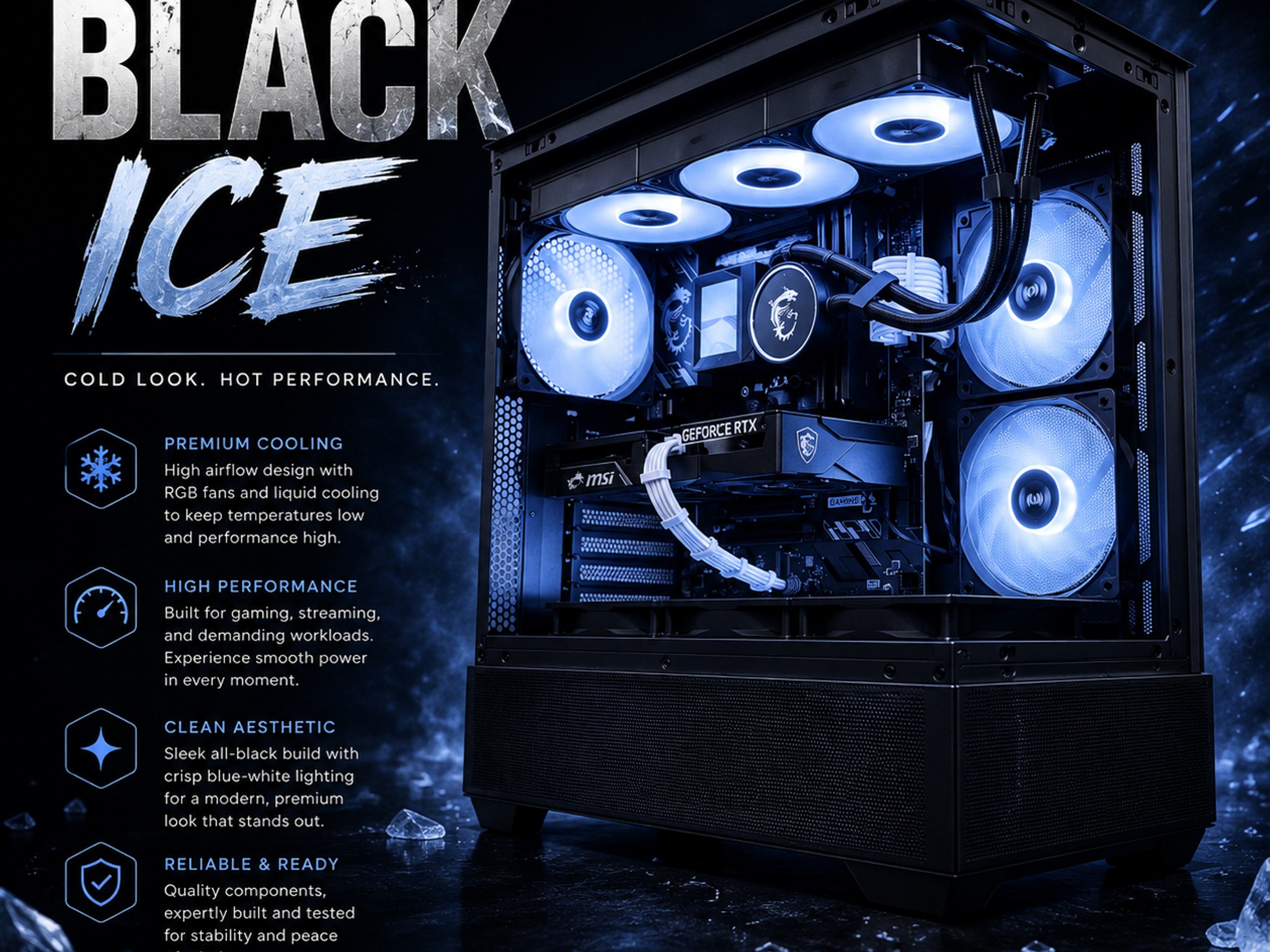 ⚫️"Black Ice"❄️| 1080p Gaming | RTX 5060 | Ryzen 5 7600X | 16GB DDR5 | 1TB Samsung 9100 Pro GEN5