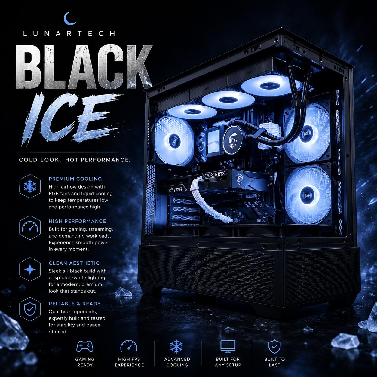 ⚫️"Black Ice"❄️| 1080p Gaming | RTX 5060 | Ryzen 5 7600X | 16GB DDR5 | 1TB Samsung 9100 Pro GEN5