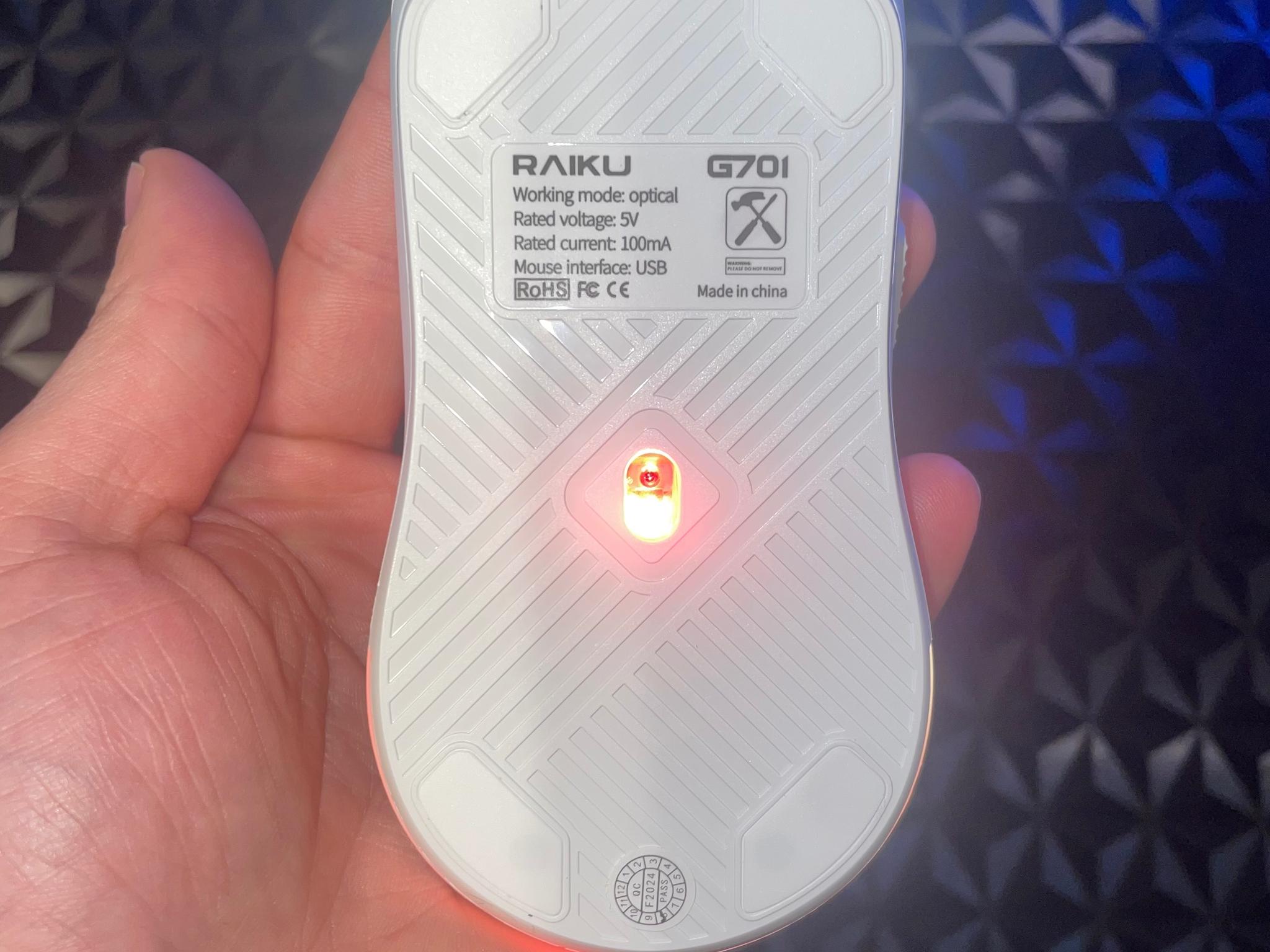 White RAIKU G701 Wired Gaming Mouse - RGB
