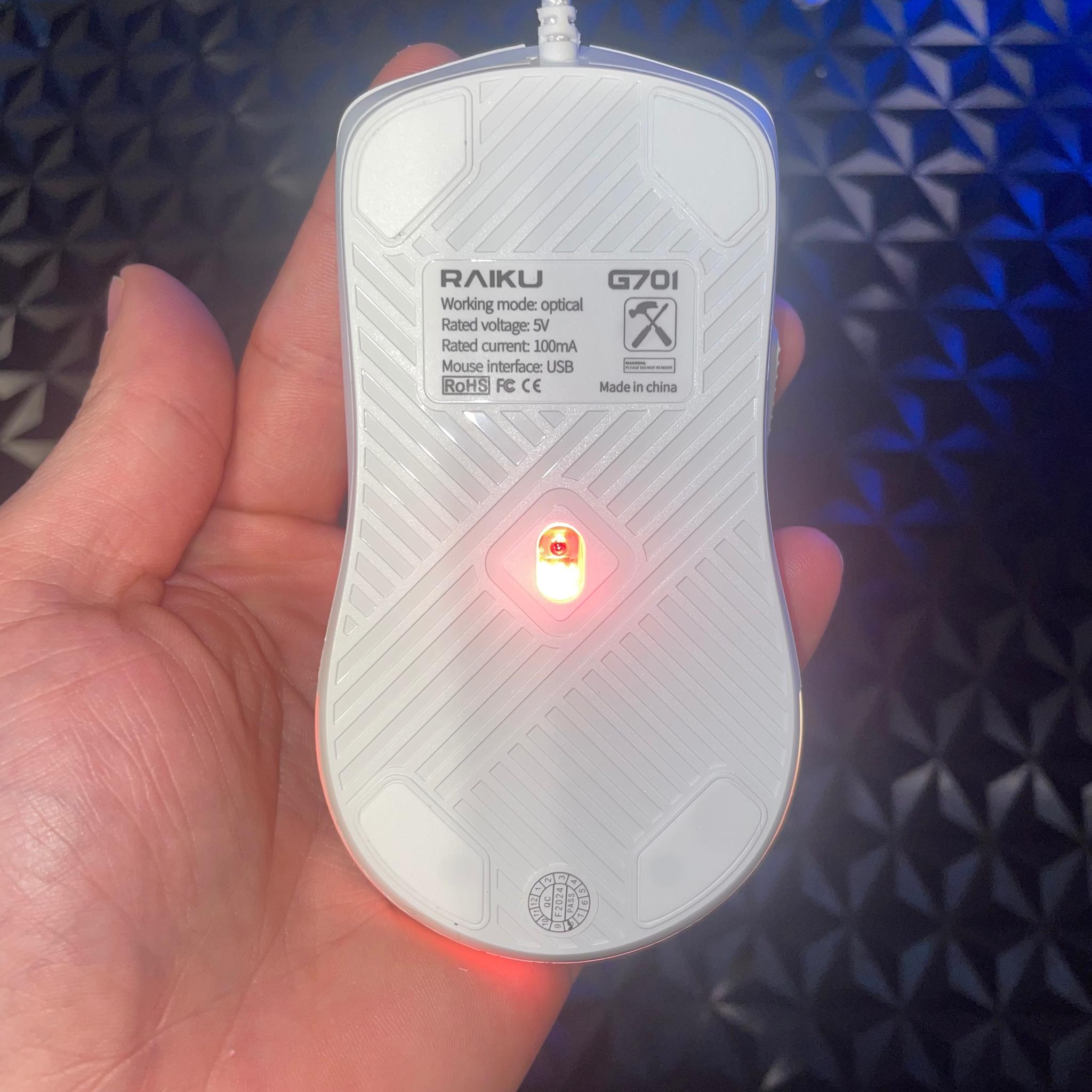 White RAIKU G701 Wired Gaming Mouse - RGB