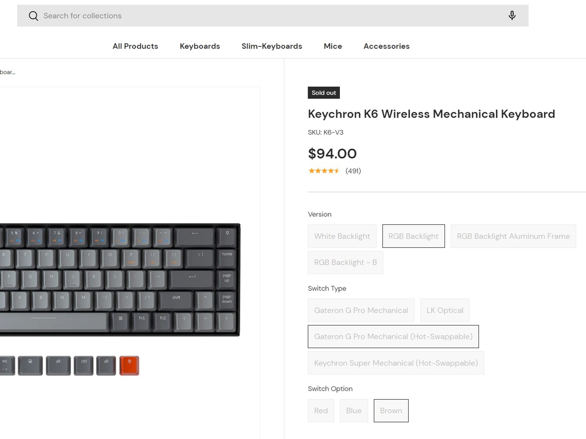 Keychron K6 wireless RGB keyboard (V.3)