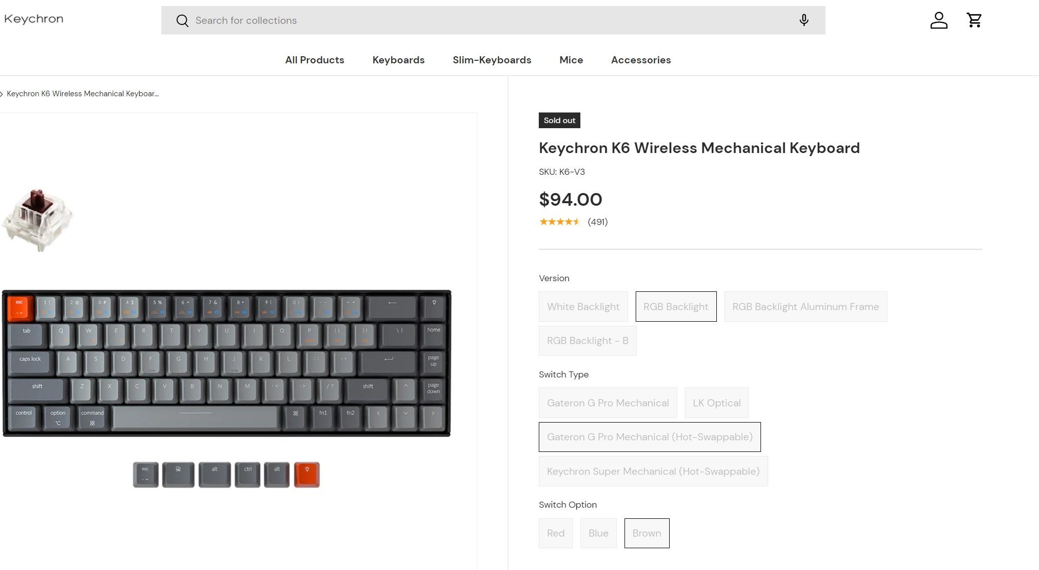 Keychron K6 wireless RGB keyboard (V.3)