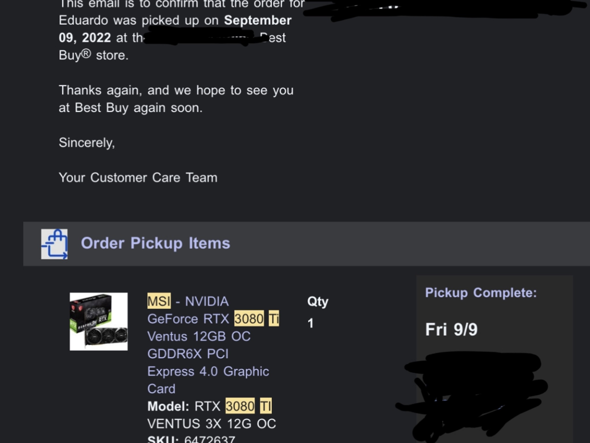 MSI - 3080TI - NVIDIA GeForce RTX 3080 Ti Ventus 12GB OC - USED LIKE NEW