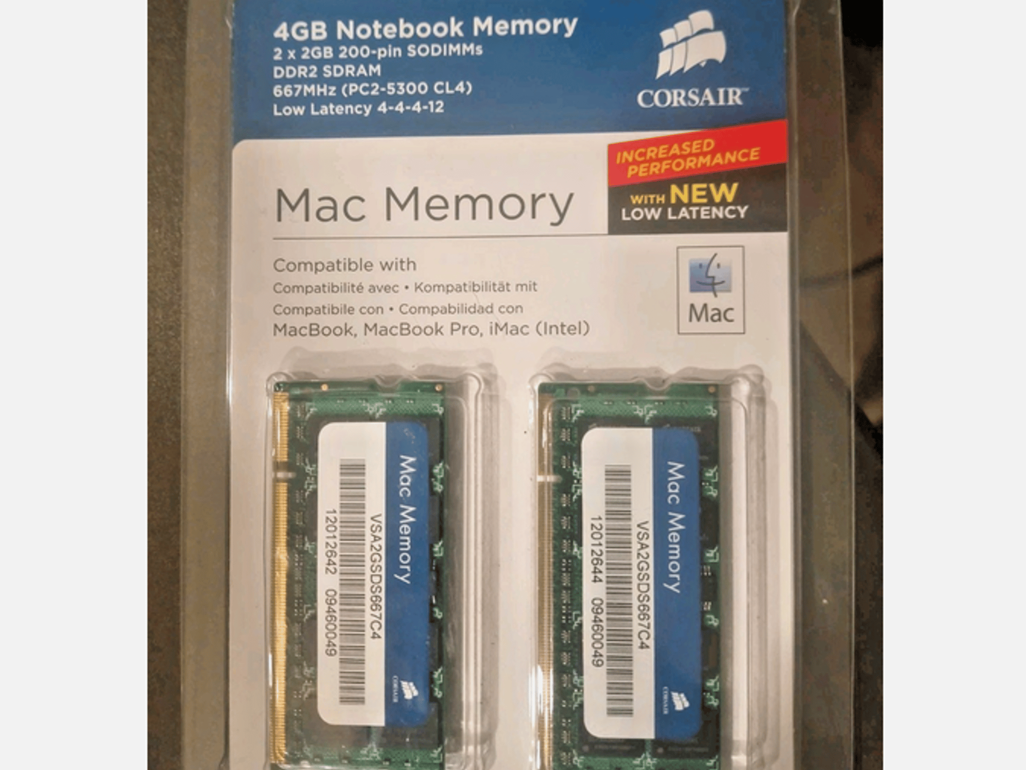 Corsair 2 x 2GB DDR2 SDRAM Mac Memory UNOPENED