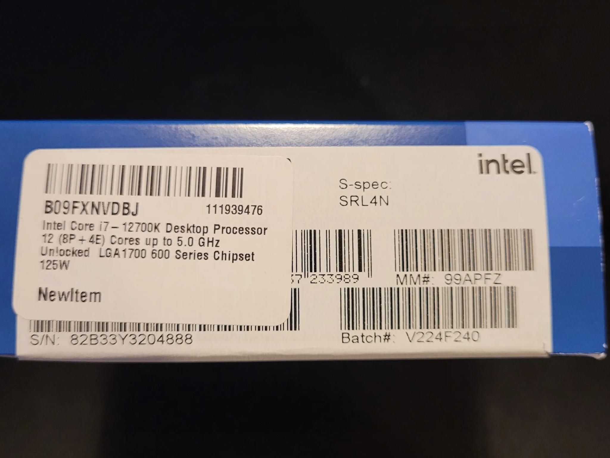 *SEALED* Intel Core i7-12700K 12-Core(8P-4E) LGA 1700 CPU
