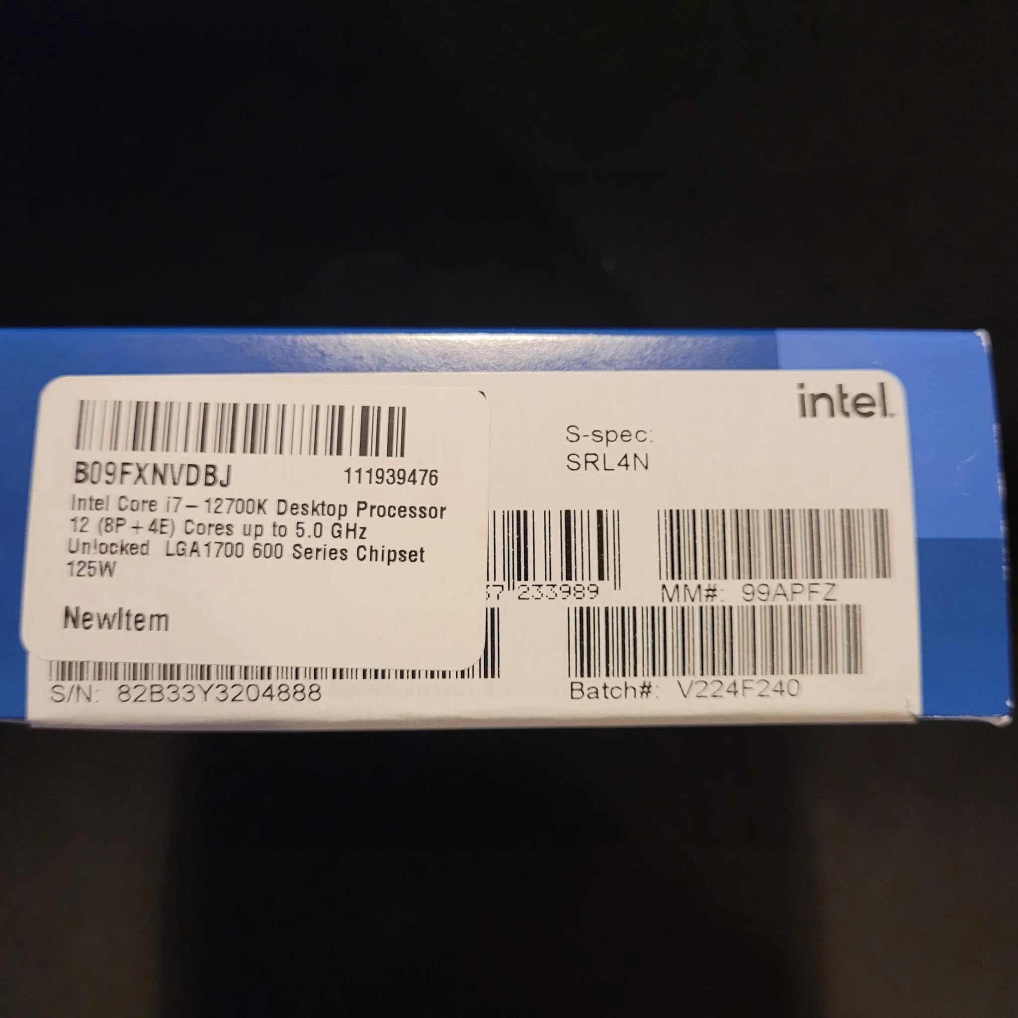 *SEALED* Intel Core i7-12700K 12-Core(8P-4E) LGA 1700 CPU