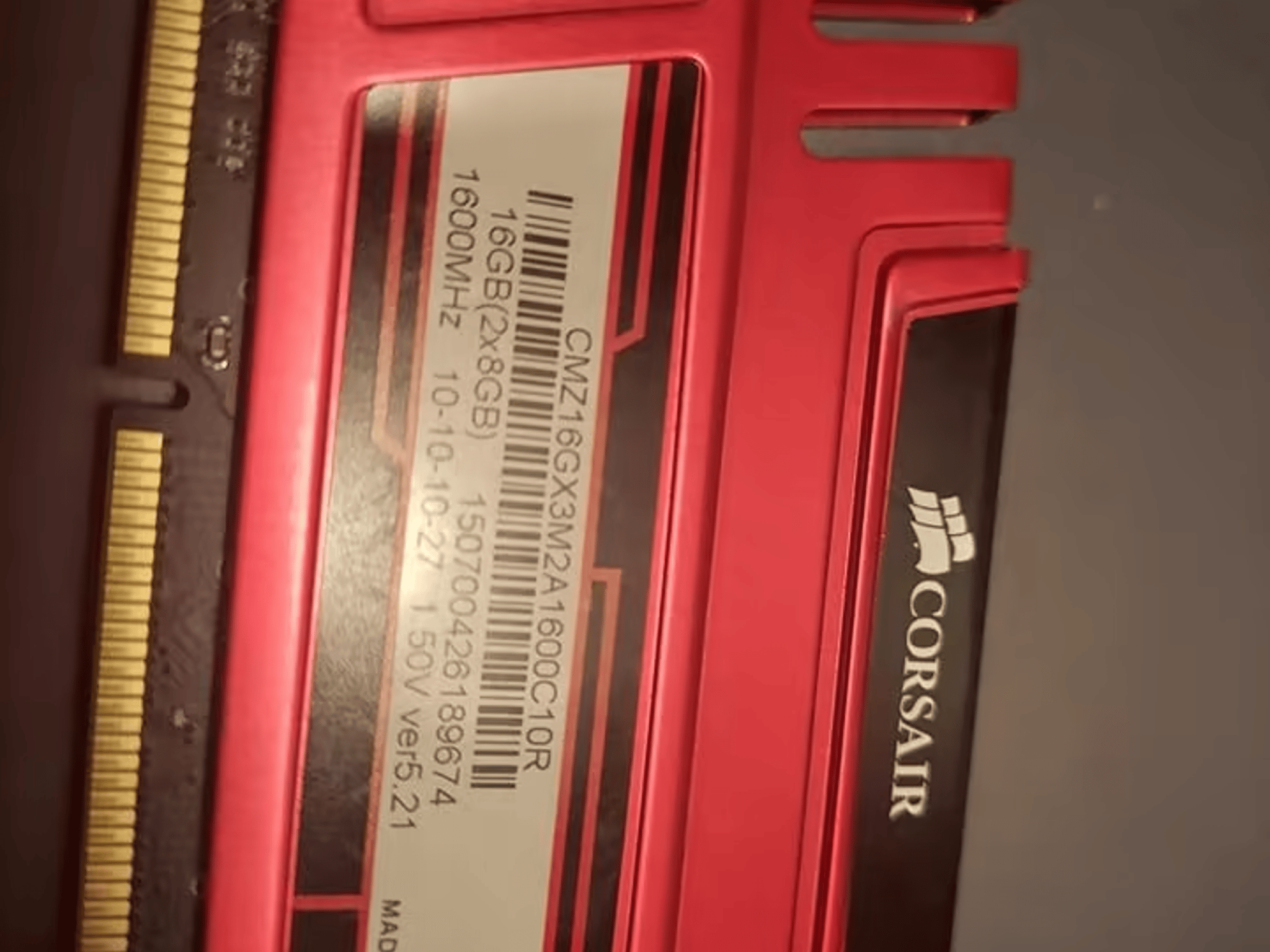 Red 16 GB 2 x 8 DDR3 RAM Corsair Vengeance 1600MHz