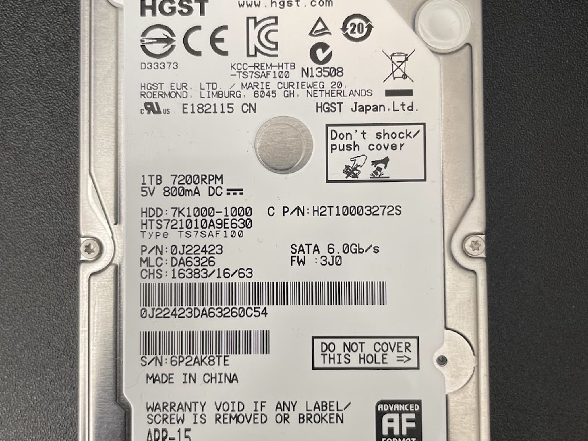 USED - HGST Travelstar 7K1000 2.5-Inch 1TB 7200 RPM SATA III 32MB Cache Internal Hard Drive