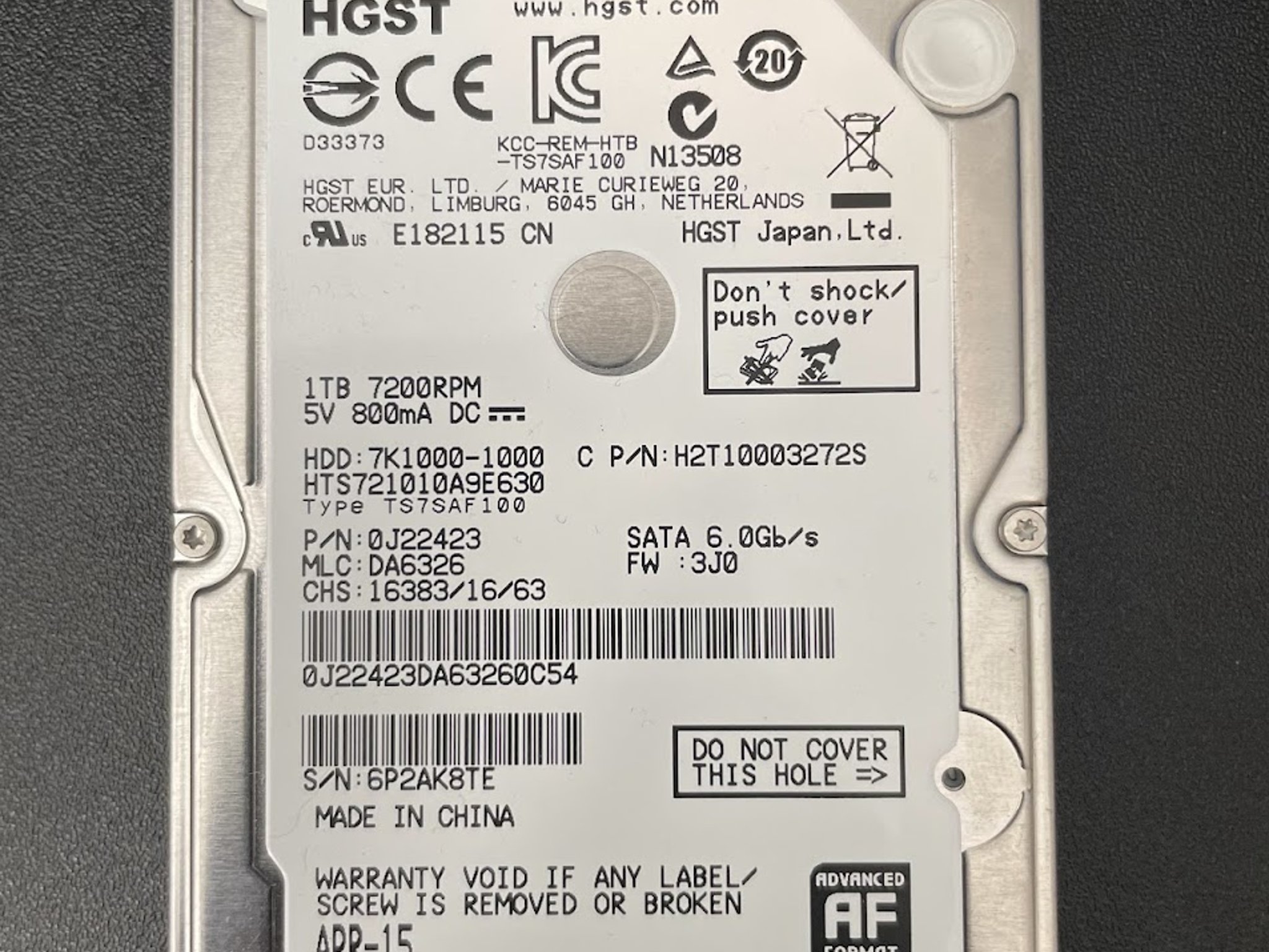 USED - HGST Travelstar 7K1000 2.5-Inch 1TB 7200 RPM SATA III 32MB Cache Internal Hard Drive