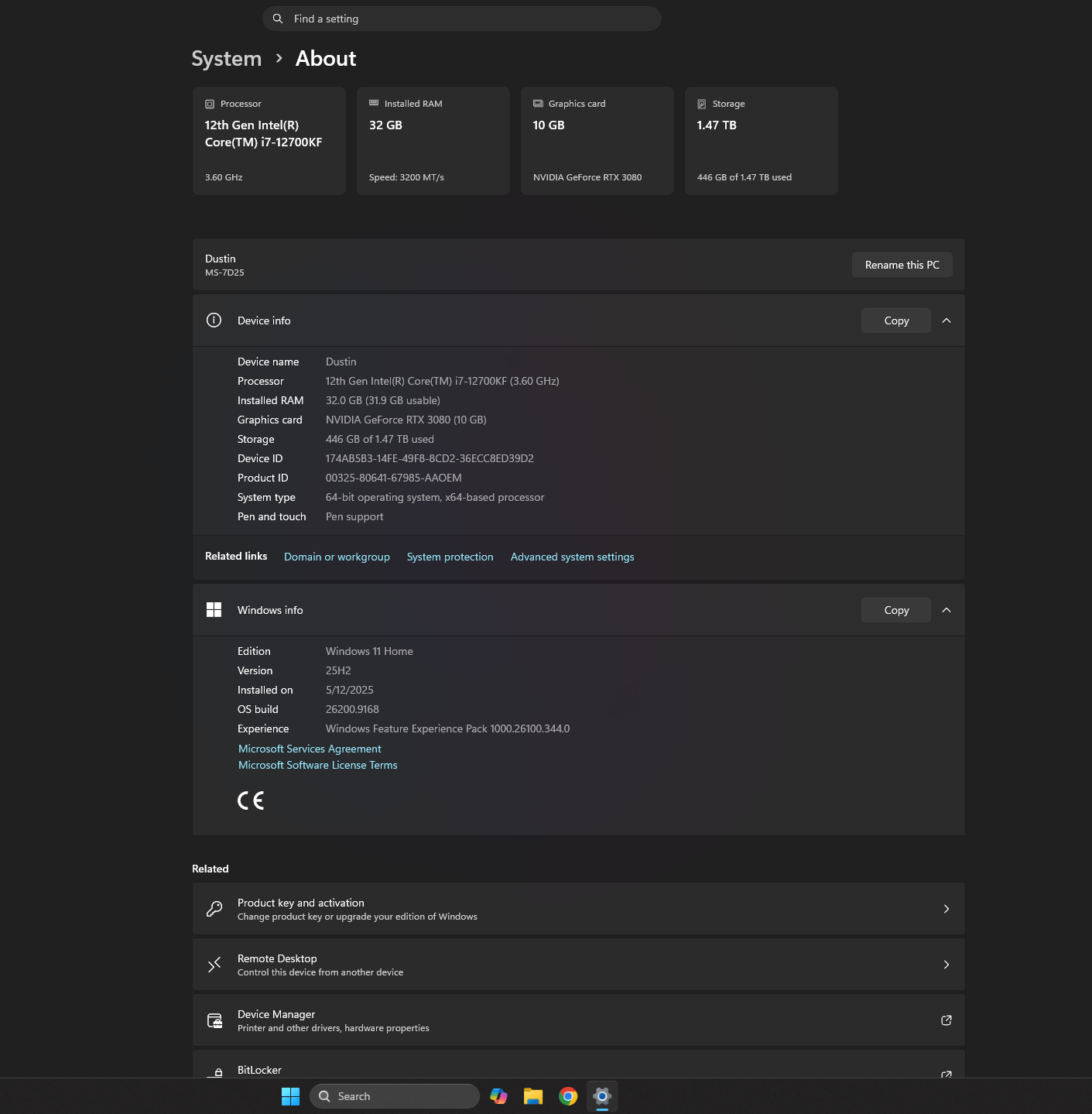 Intel core I7-2700KF, RTX 3080, Full Build