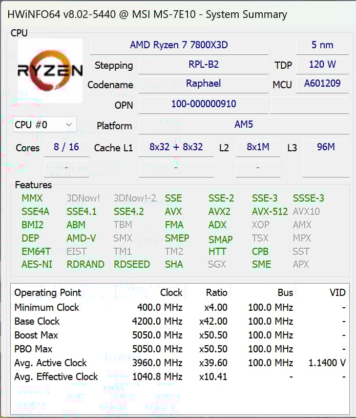 AMD Ryzen 7 7800X3D 8-Core 16-Thread 4.2GHz–5GHz AM5 Gaming CPU Processor