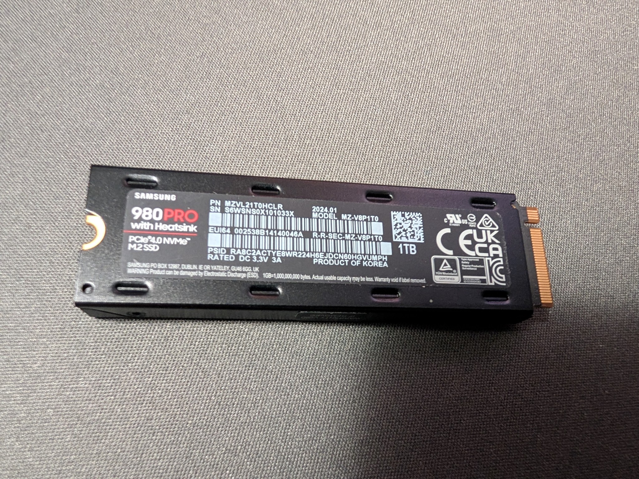 Samsung 980 Pro 1TB M.2 NVMe SSD PCIe 4.0 x4 w/Heatsink