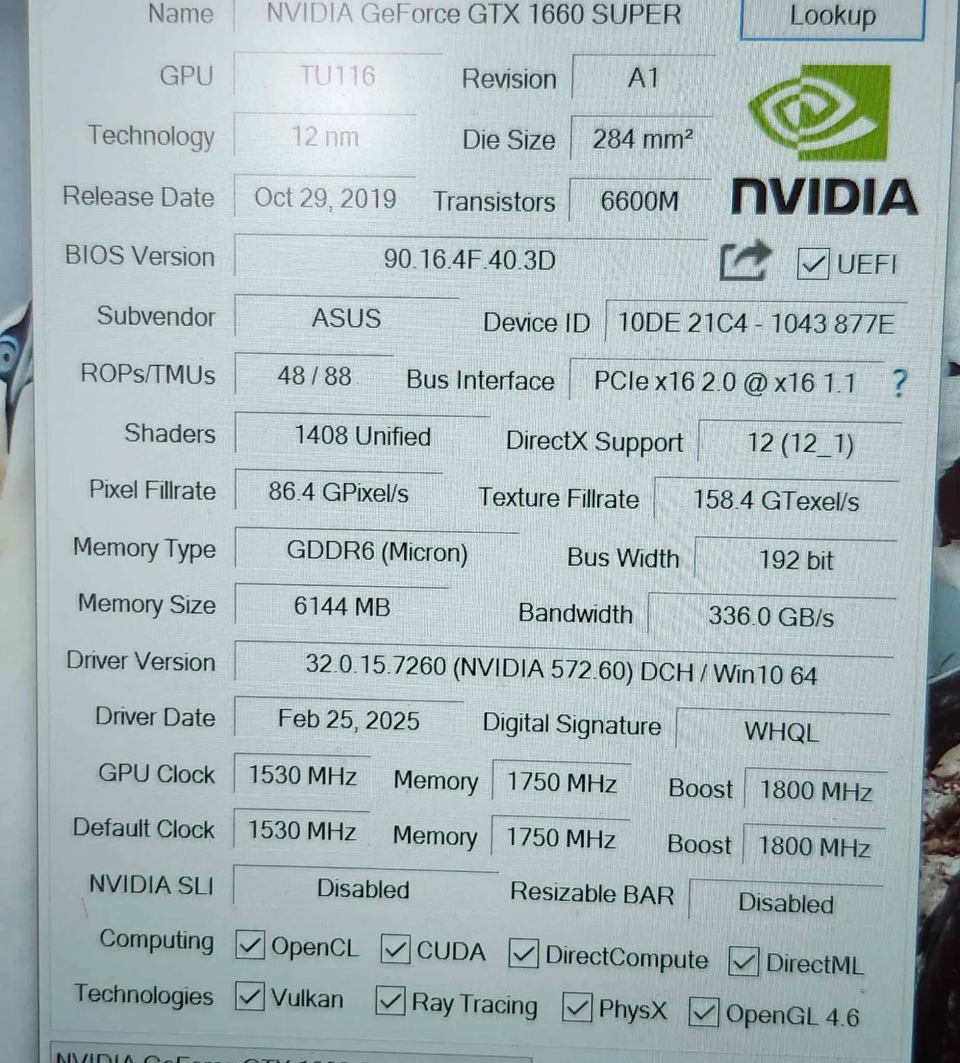 Asus Phoenix GTX 1660 SUPER