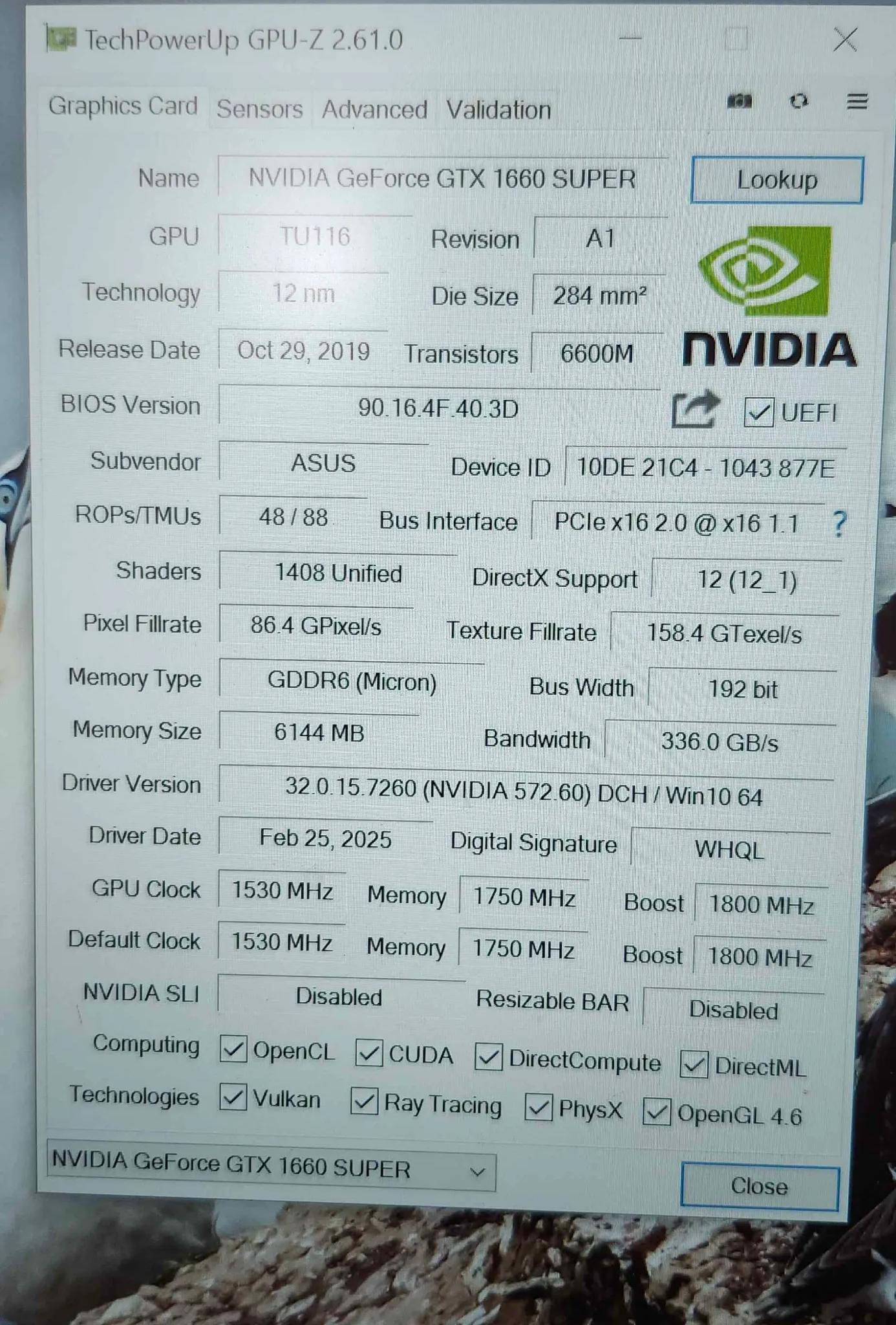 Asus Phoenix GTX 1660 SUPER