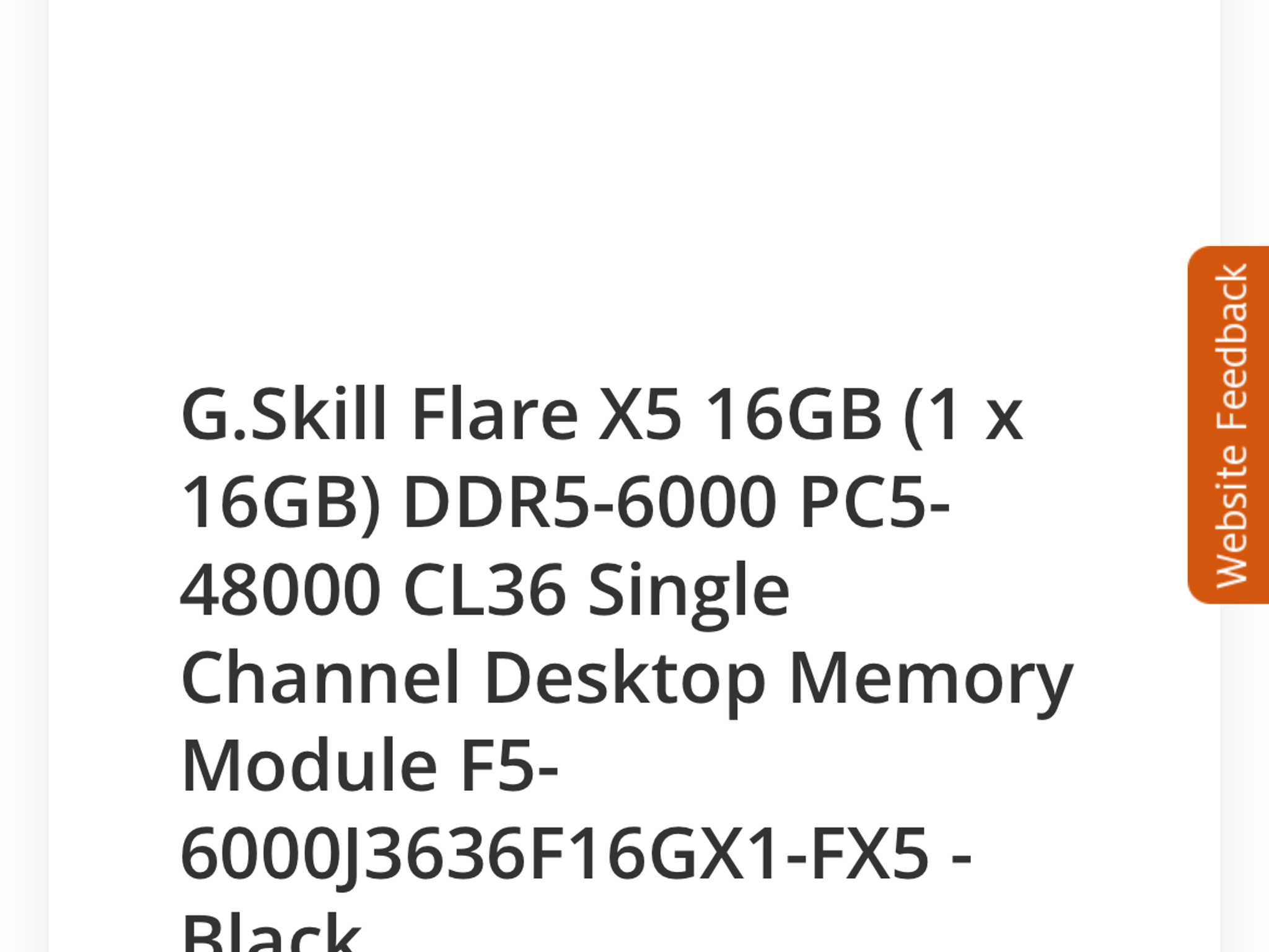 G.Skill Flare X5 16GB (1 x 16GB) DDR5-6000 PC5- 48000 CL36 Single Channel Desktop Memory