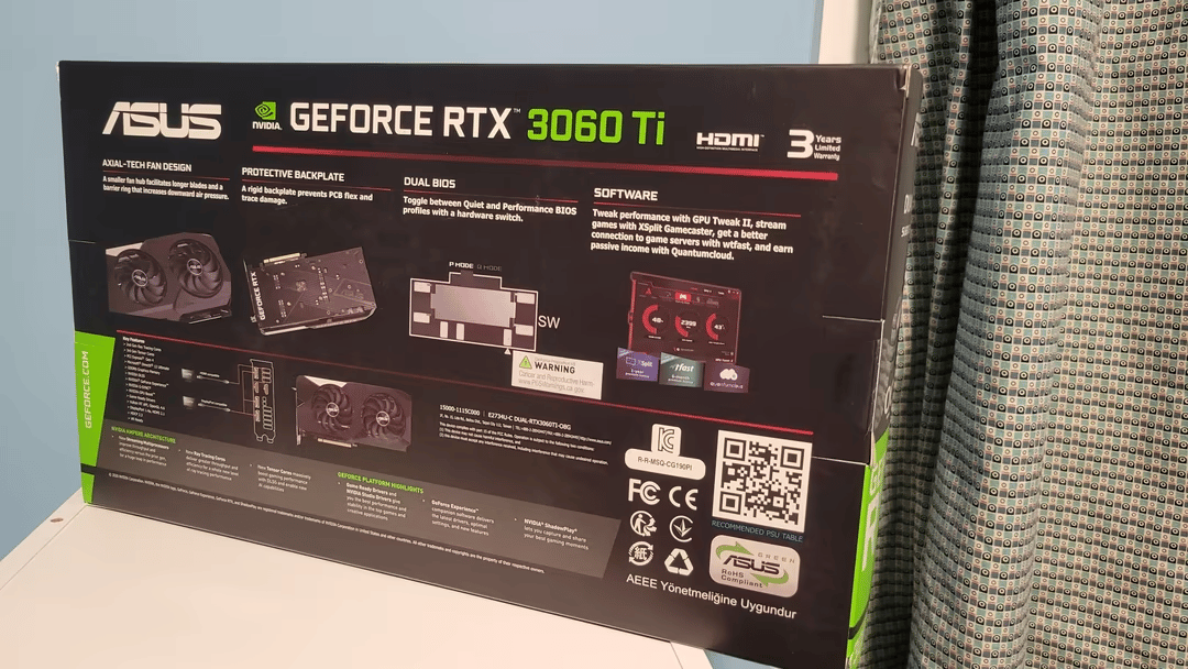 BNIB Asus RTX 3060 Ti LHR 8GB GDDR6 Dual OC GPU