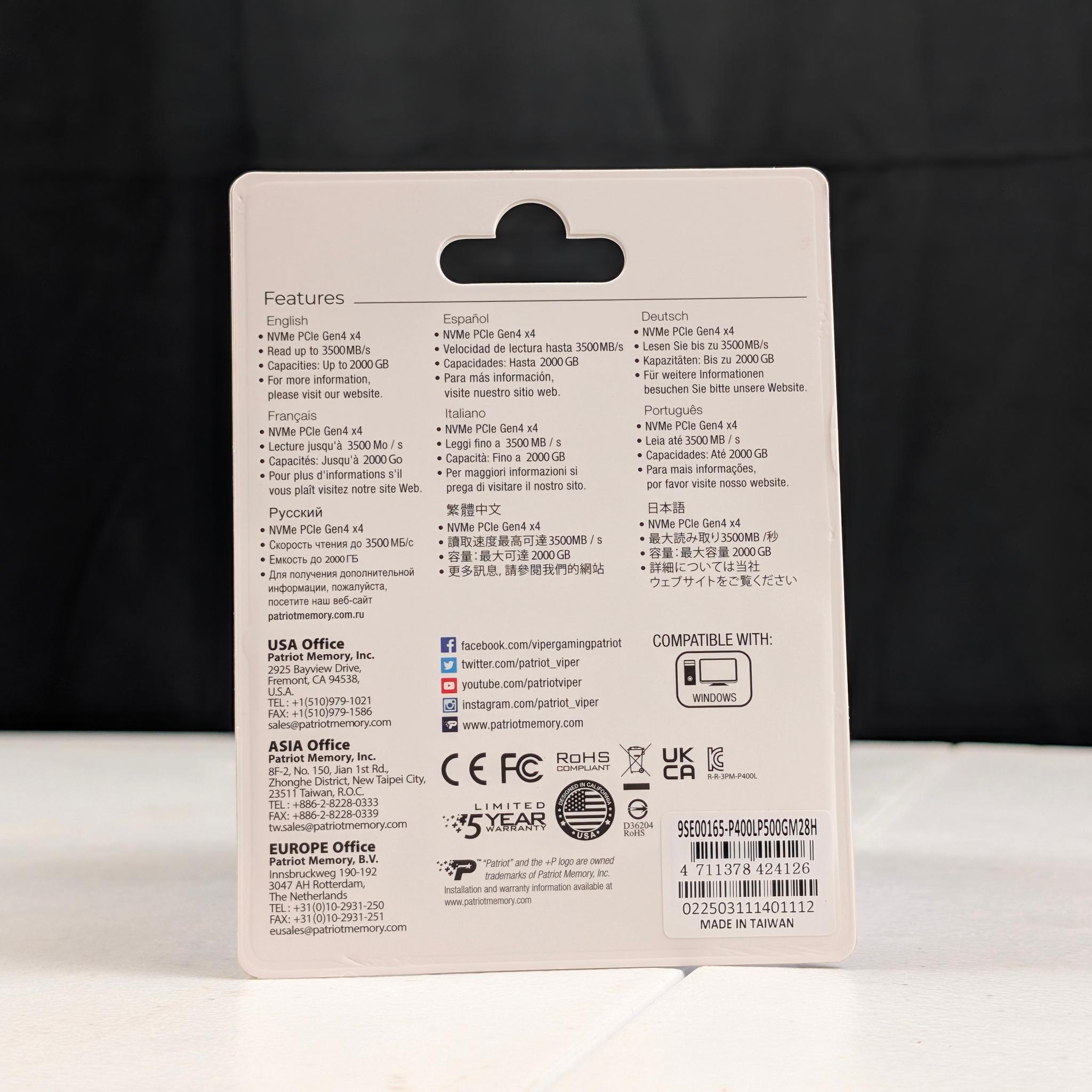 Patriot P400 Lite 500GB NVMe SSD