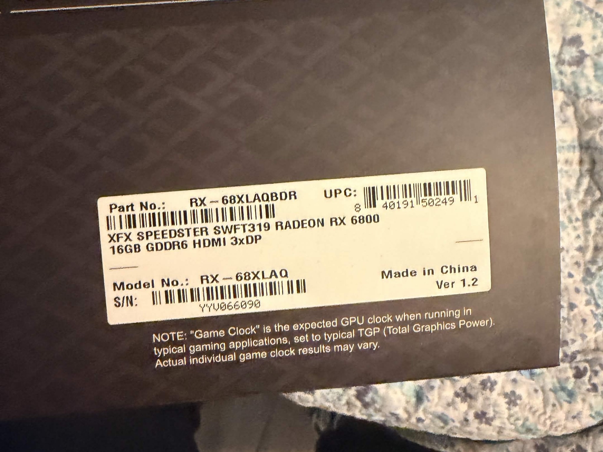 XFX Speedster SWFT 319 AMD Radeon RX 6800 16GB