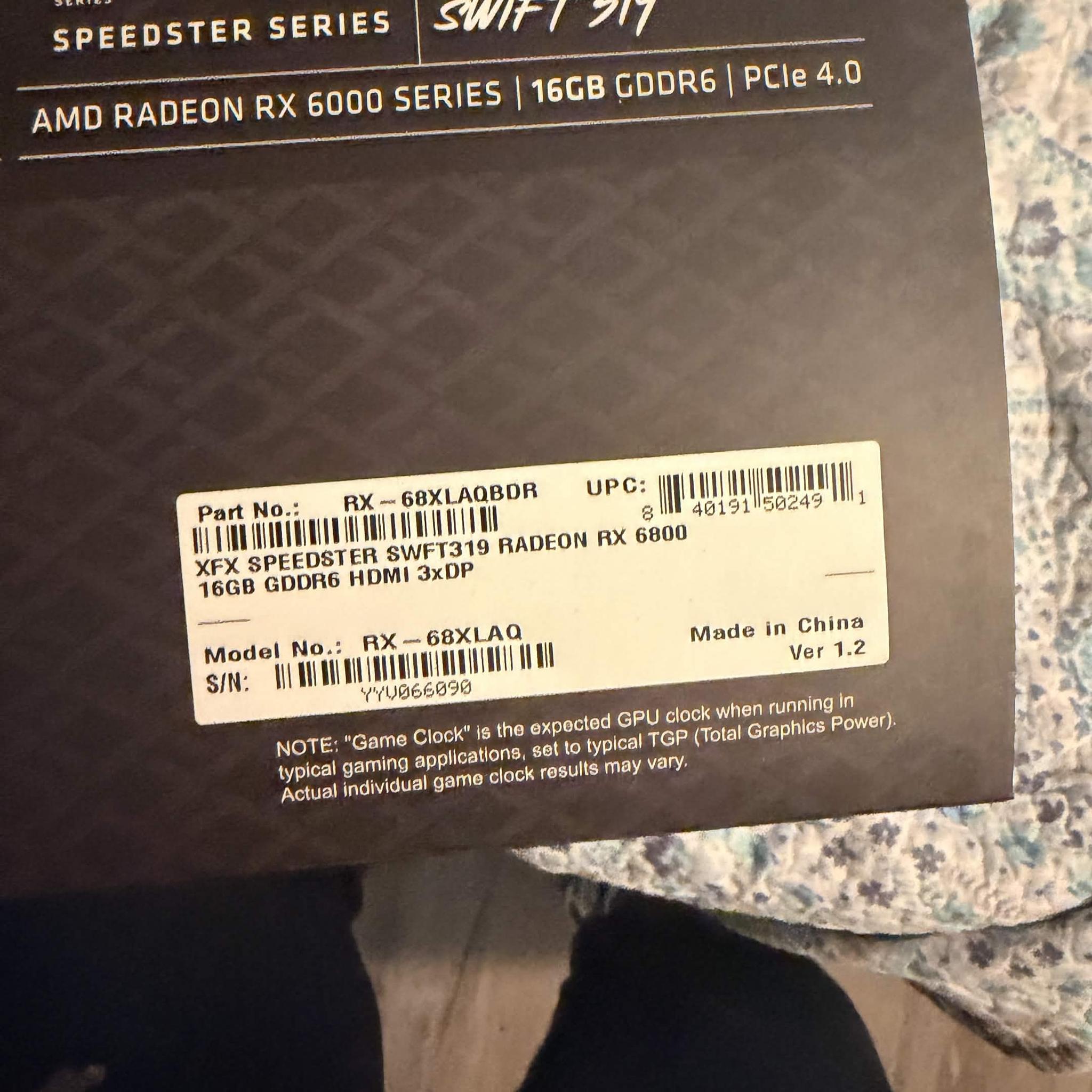XFX Speedster SWFT 319 AMD Radeon RX 6800 16GB