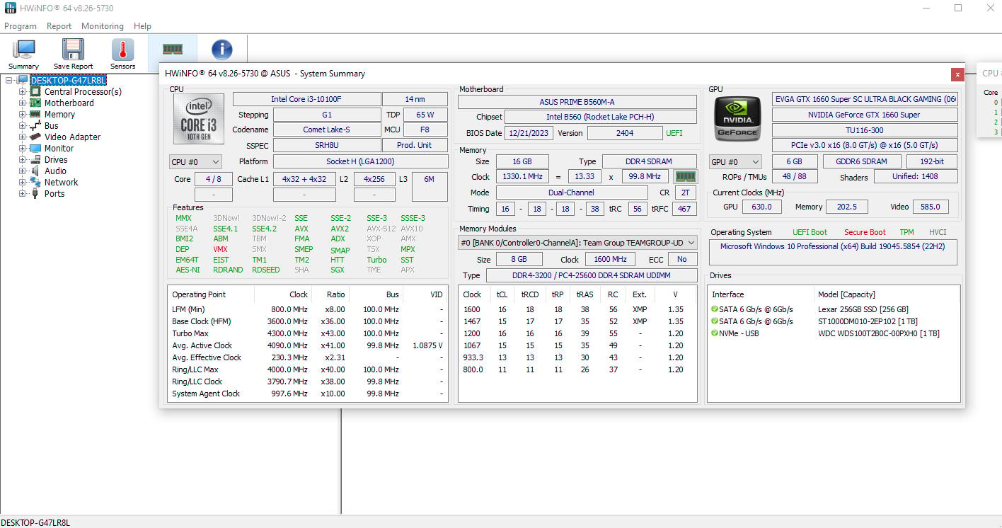 Pure Budget Performance 1080P PC, GTX 1660 Super, Intel 10100F, 16GB DDR4, 256GB SSD+1TB HDD