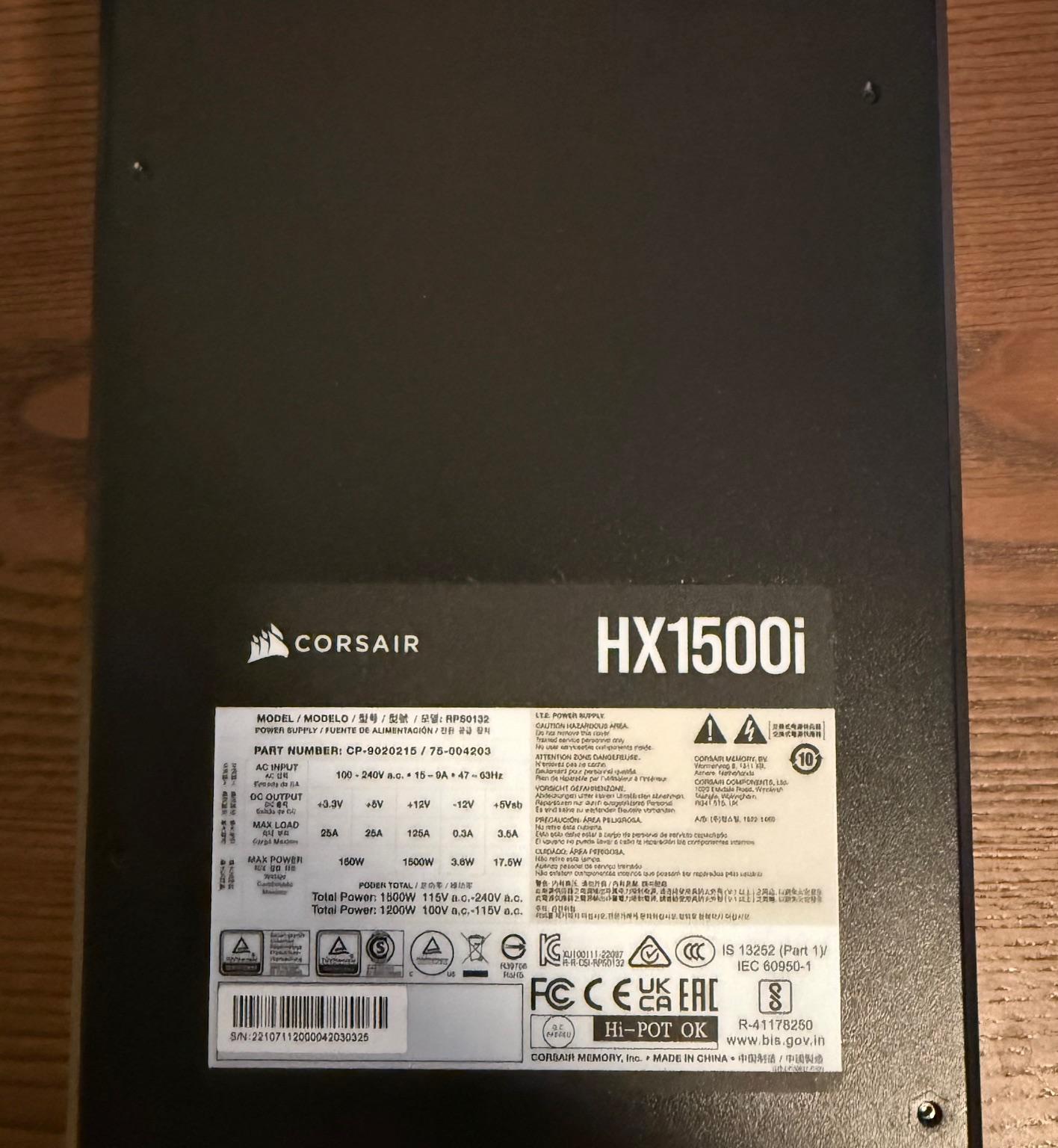 Corsair HX1500i Platinum ATX 1500 Watt