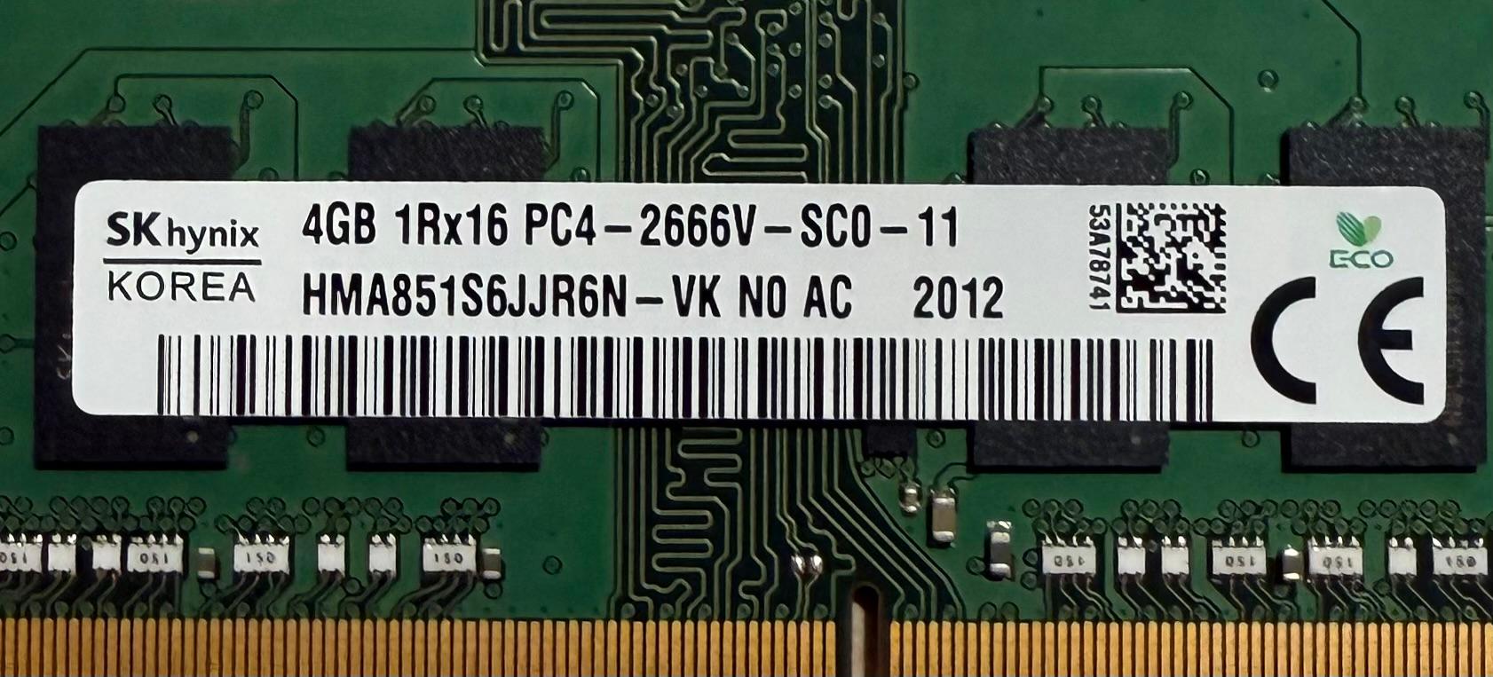 SK Hynix 4gb 2666 DDR4 SODIMM RAM