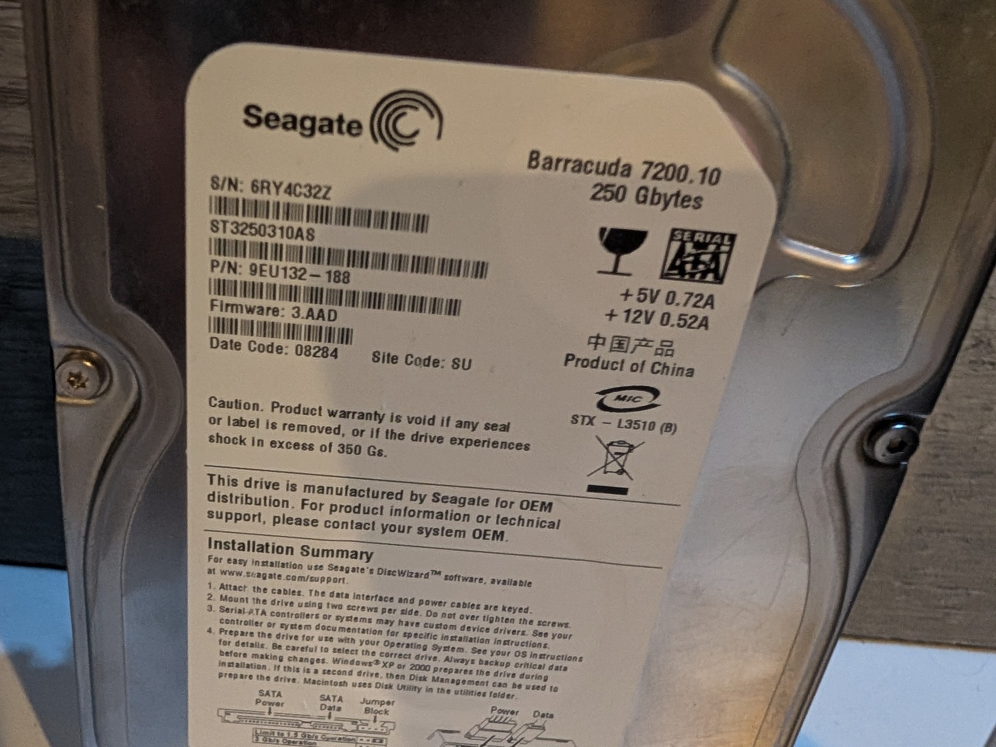 250 GB HDD