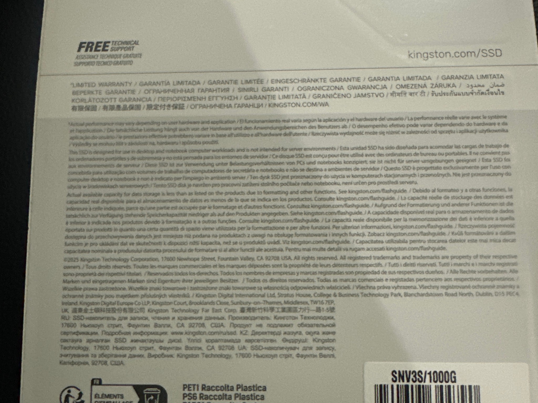 Kingston NV3 1TB M.2 2280 NVMe SSD