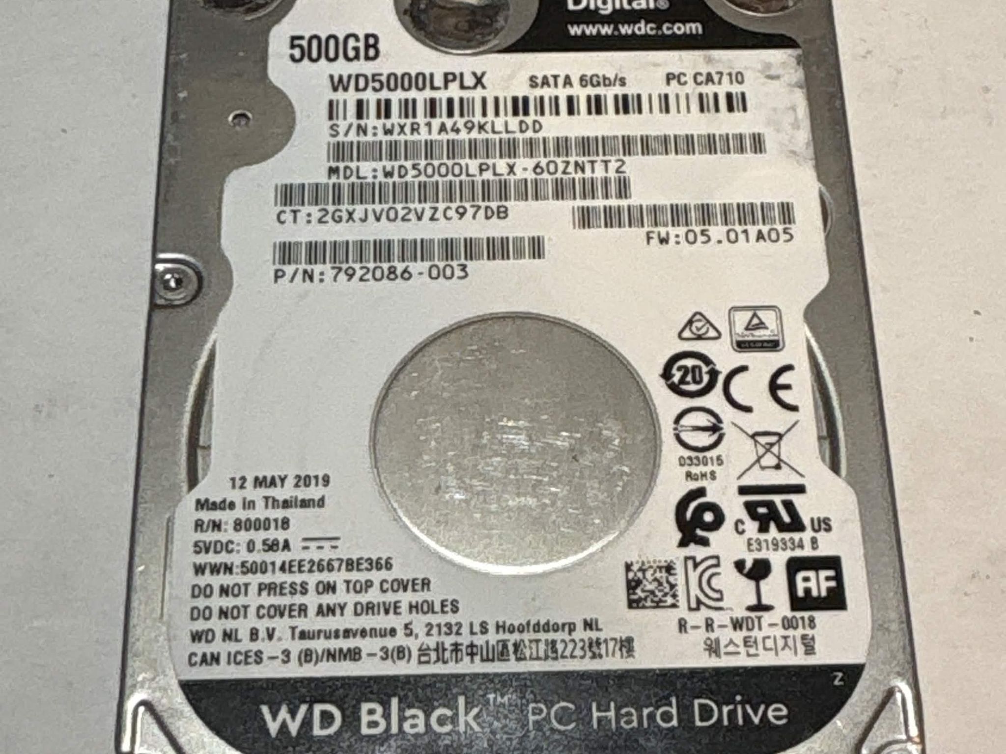 WD Black 500GB SATA Laptop Hard Drive | Tested & Functional
