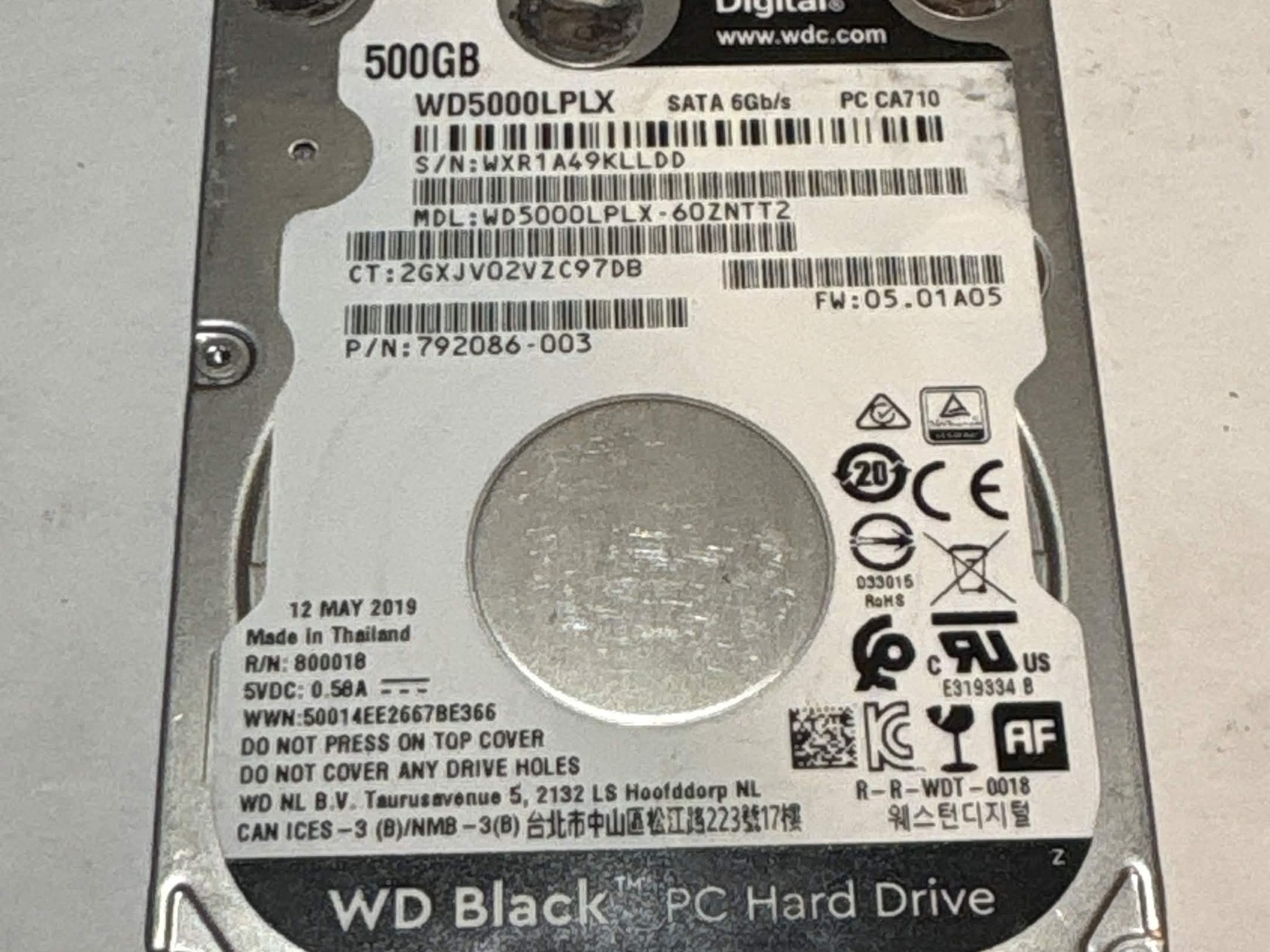WD Black 500GB SATA Laptop Hard Drive | Tested & Functional