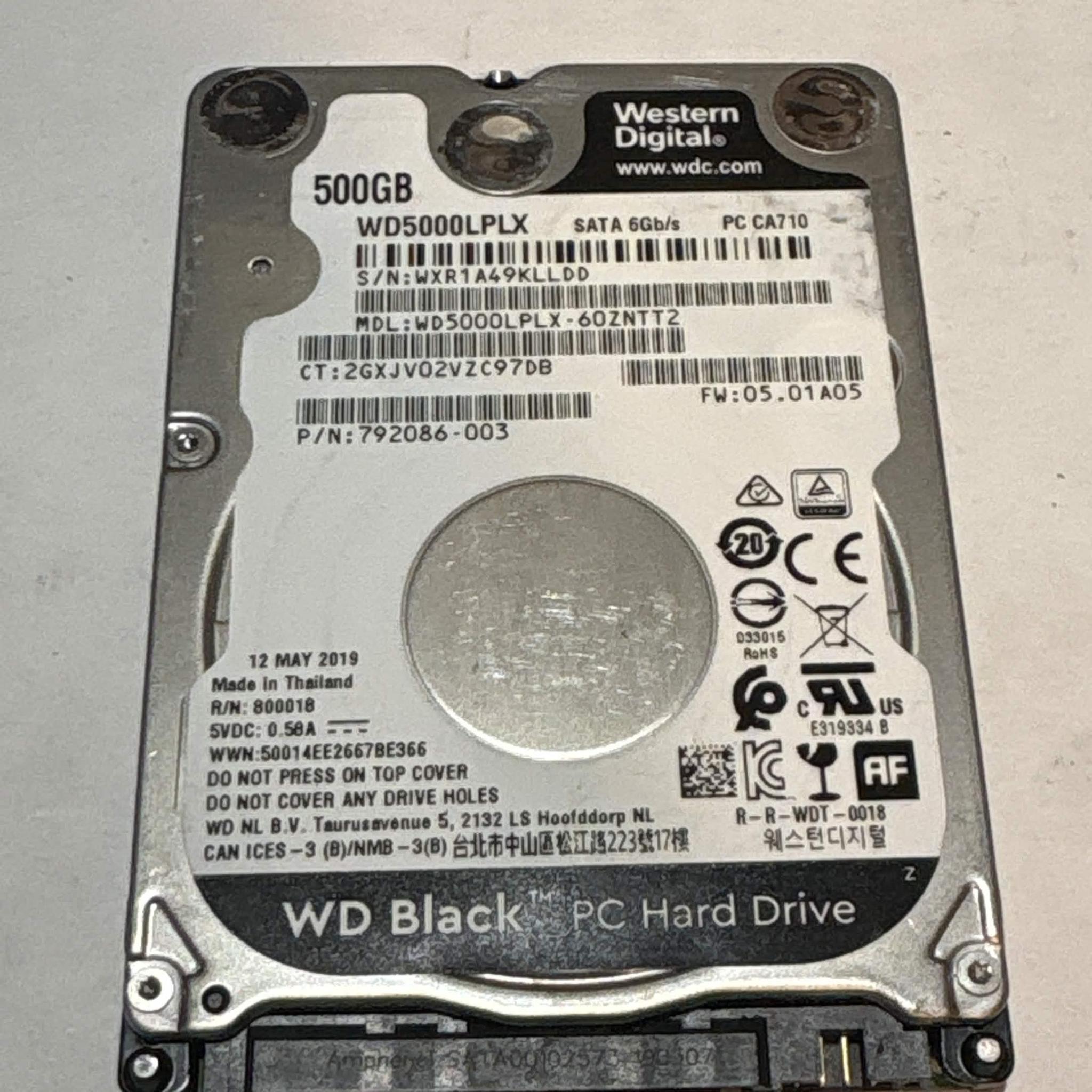 WD Black 500GB SATA Laptop Hard Drive | Tested & Functional