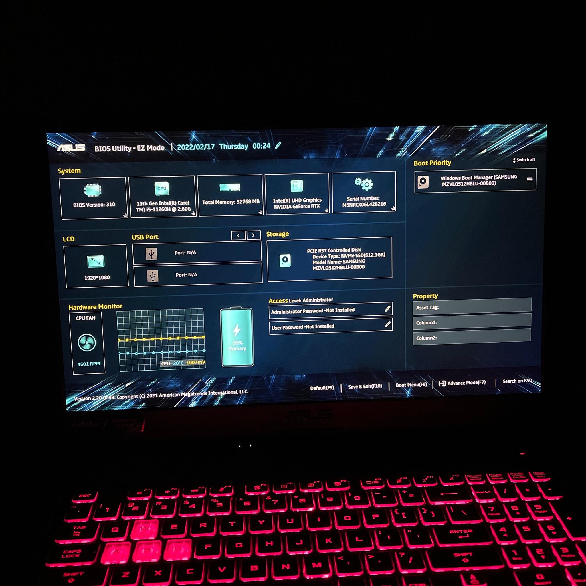 Asus Tuf F17 17.3 144hz I5 11260H RTX 3050 TI
