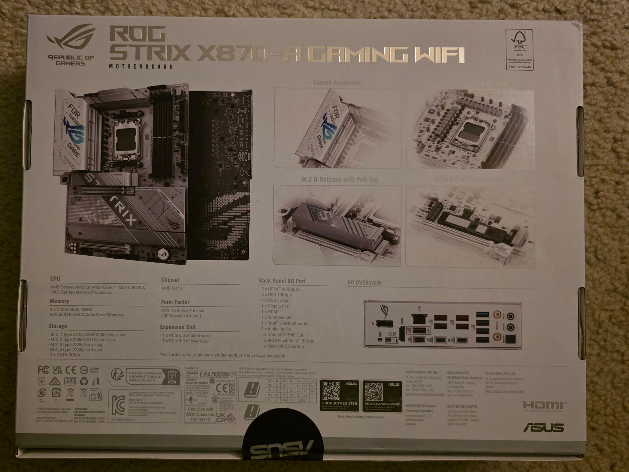 ASUS ROG STRIX X870-A GAMING WIFI AM5 ATX Motherboard Brand New Sealed