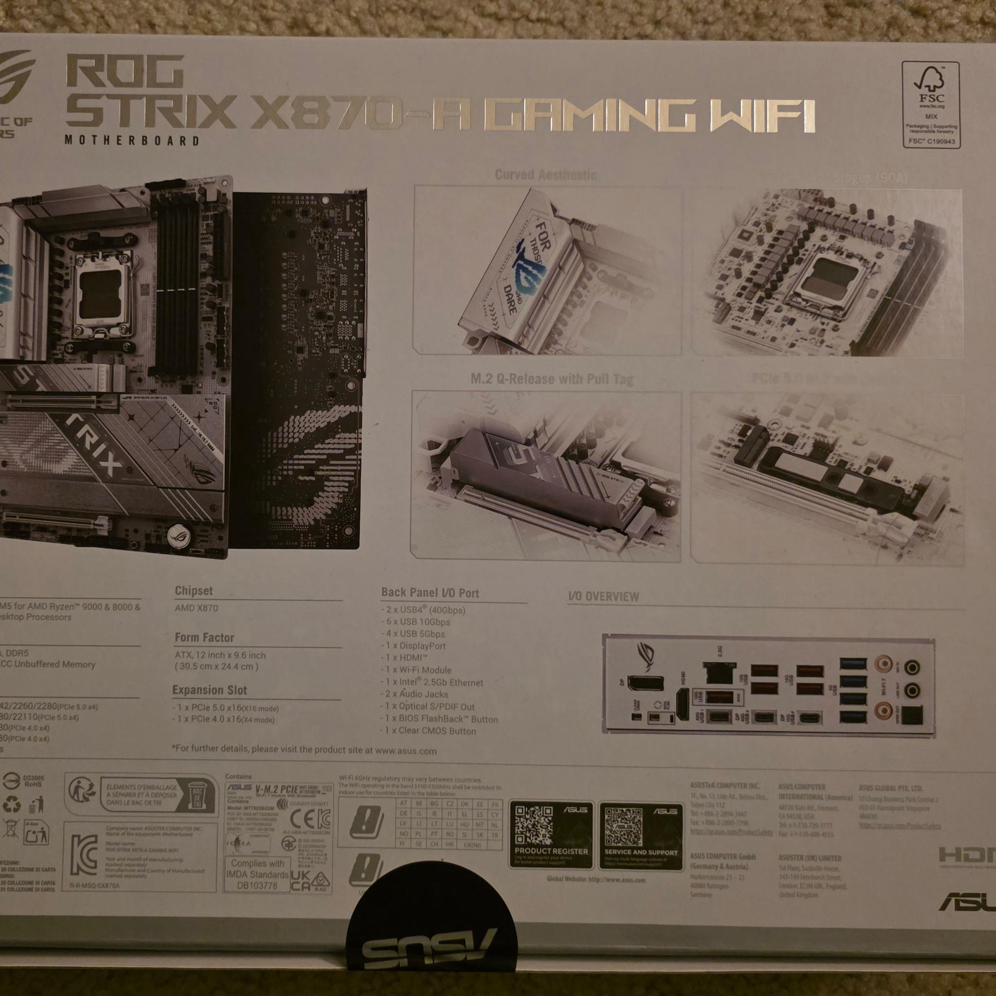 ASUS ROG STRIX X870-A GAMING WIFI AM5 ATX Motherboard Brand New Sealed
