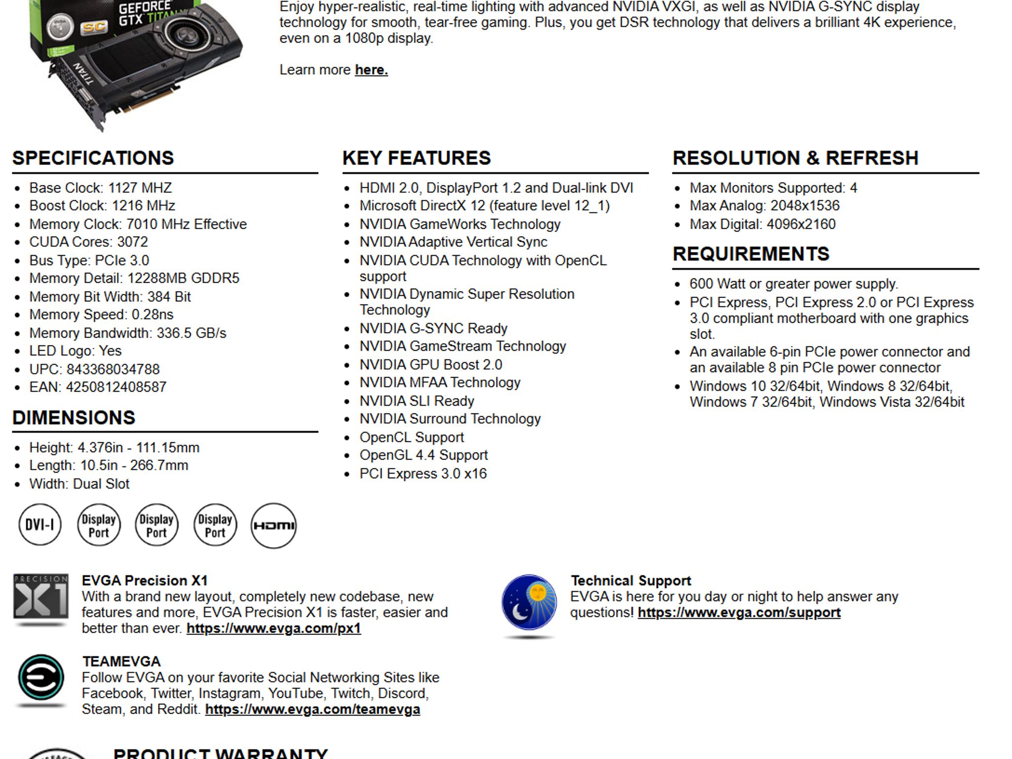 EVGA GeForce GTX Titan X SC Gaming 12GB