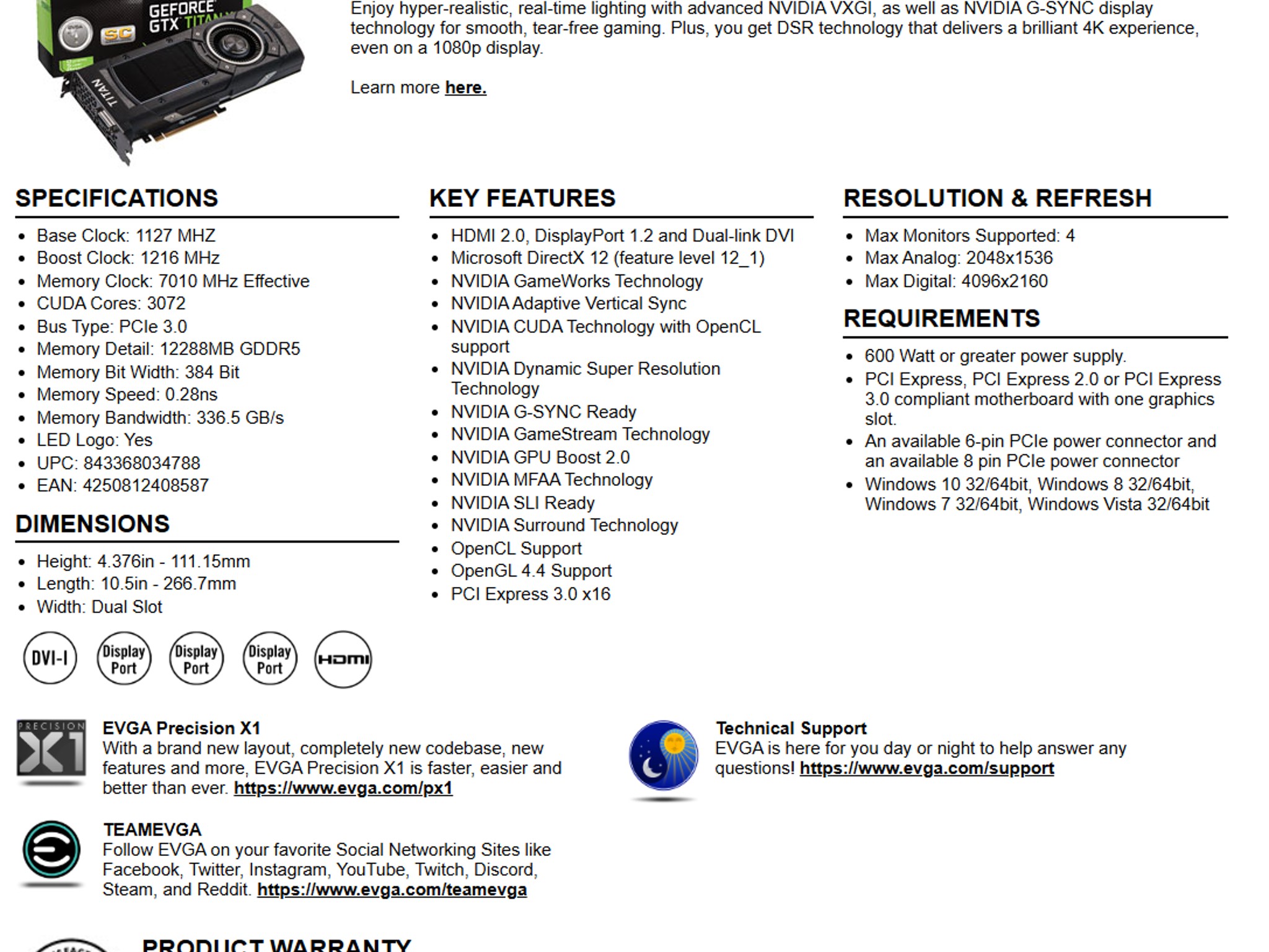 EVGA GeForce GTX Titan X 12GB