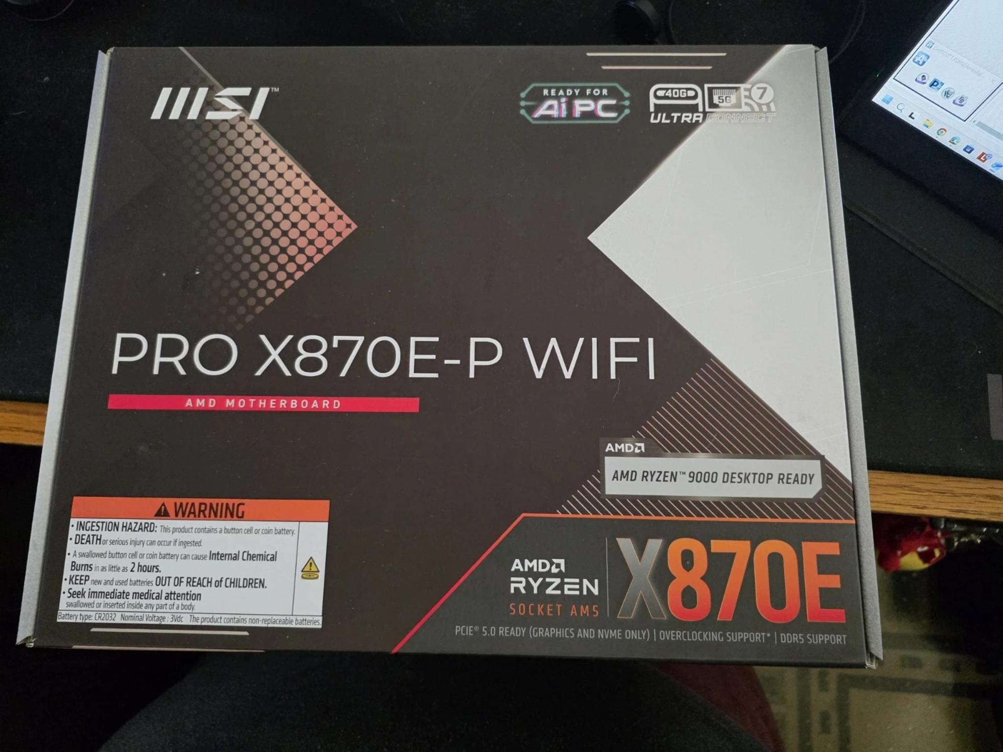 MSI PRO X870E-P WiFi 7 AMD Ryzen AM5 ATX Motherboard - USB 4.0, PCIe 5.0, NEW!