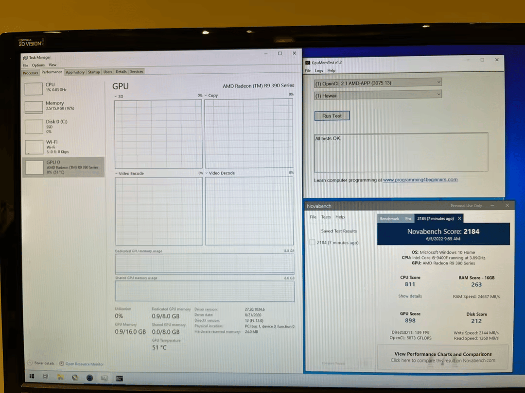 i5 9400F 16GB DDR4 AMD R9 390 m.2 500GB