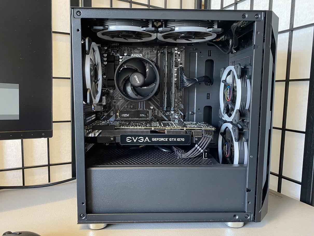 AMD Ryzen 5 3600x, nVidia GTX 1070 SC (8gb), DDR4 3200MHz 16GB (8x2), 1TB NVMe, 635W modular