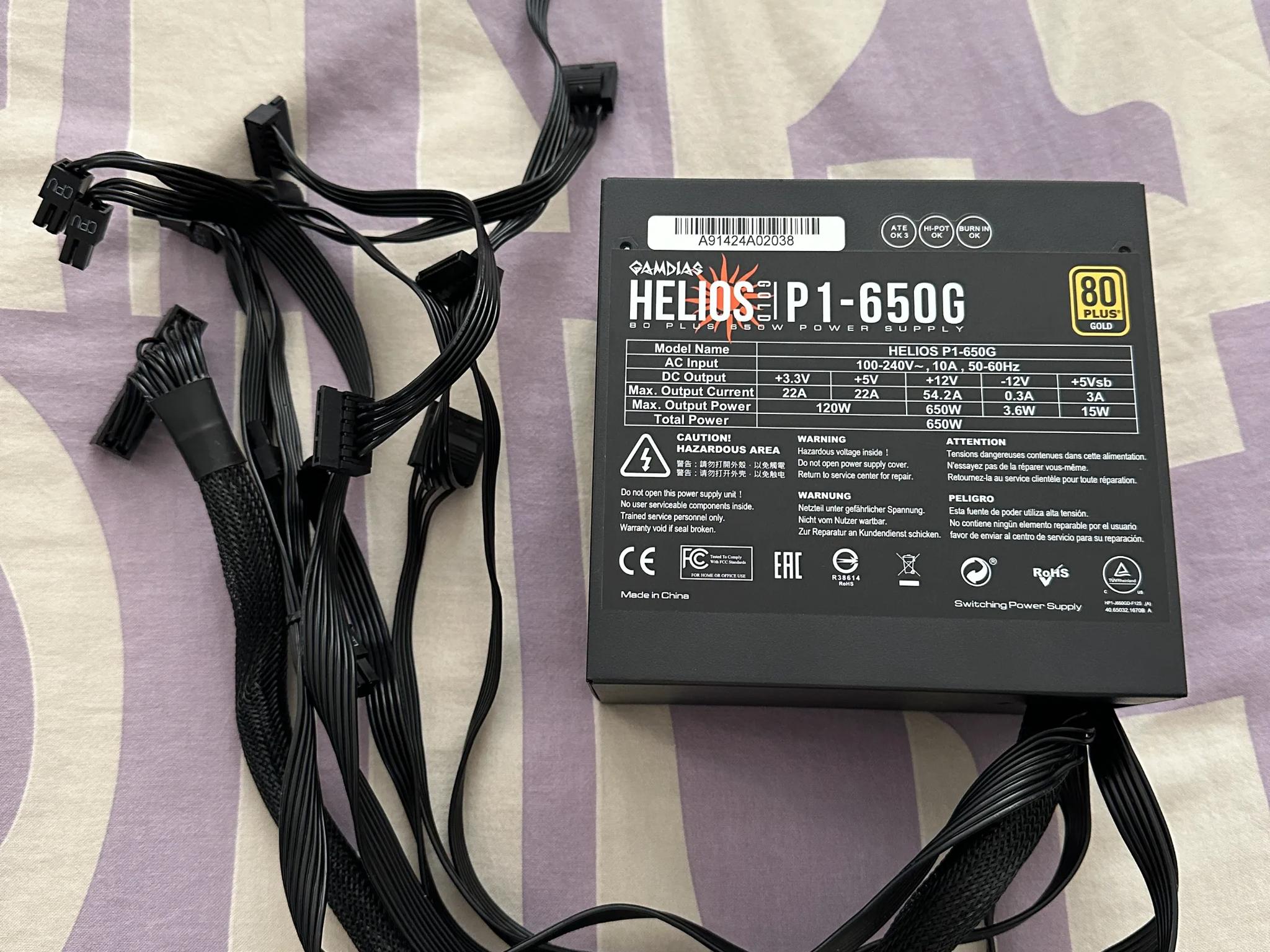 GAMDIAS Helios P1-650G, 650W 80 Plus Gold ATX Power Supply