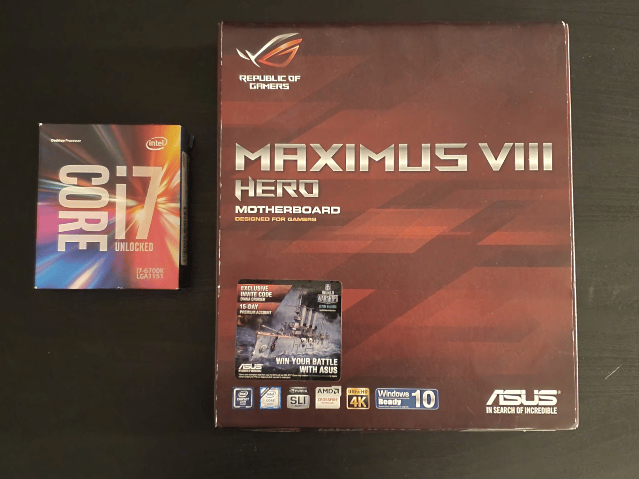 Motherboard + CPU Combo Intel Core I7-6700k CPU + ASUS Maximus VIII Hero ATX Motherboard