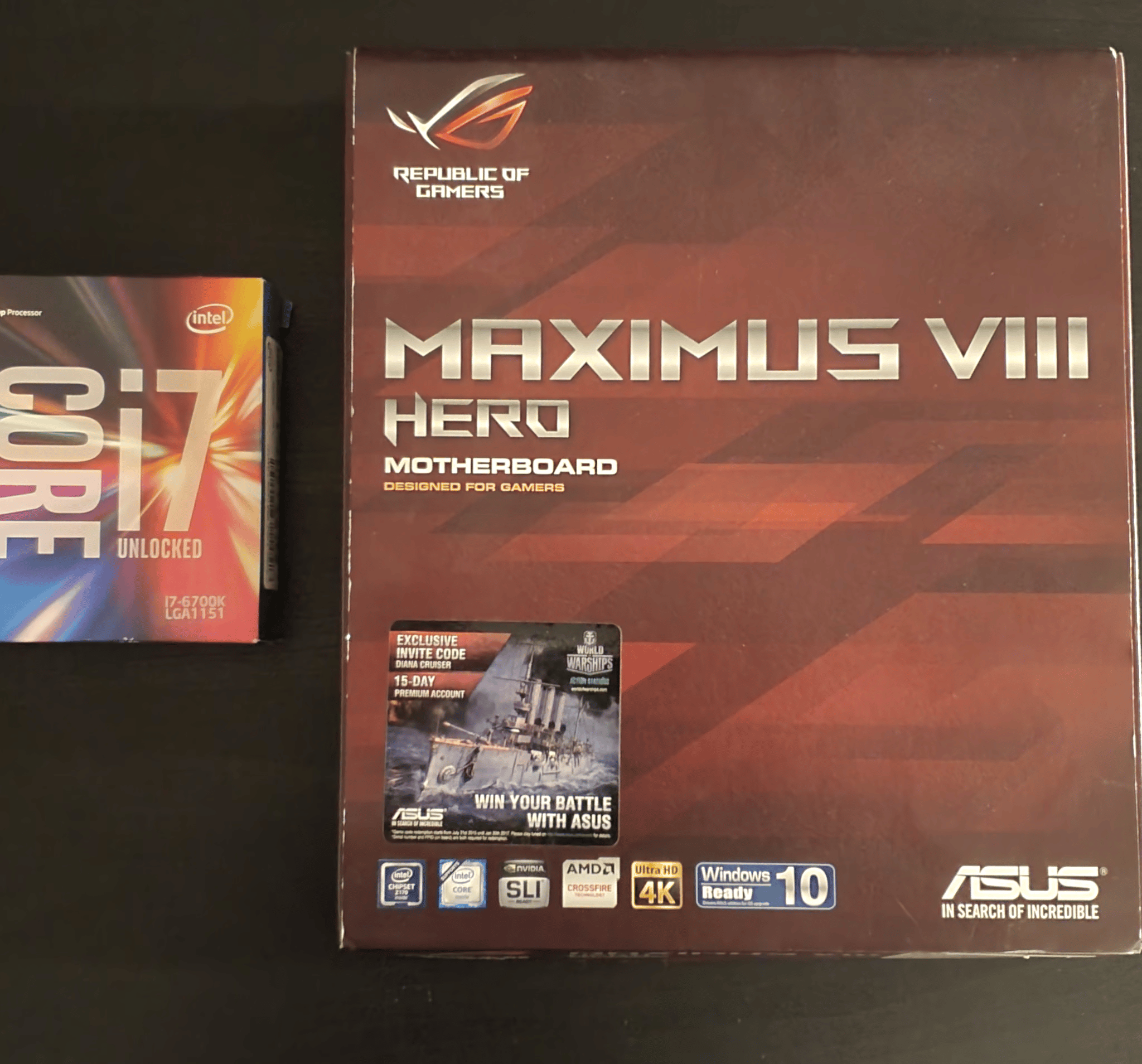 Motherboard + CPU Combo Intel Core I7-6700k CPU + ASUS Maximus VIII Hero ATX Motherboard