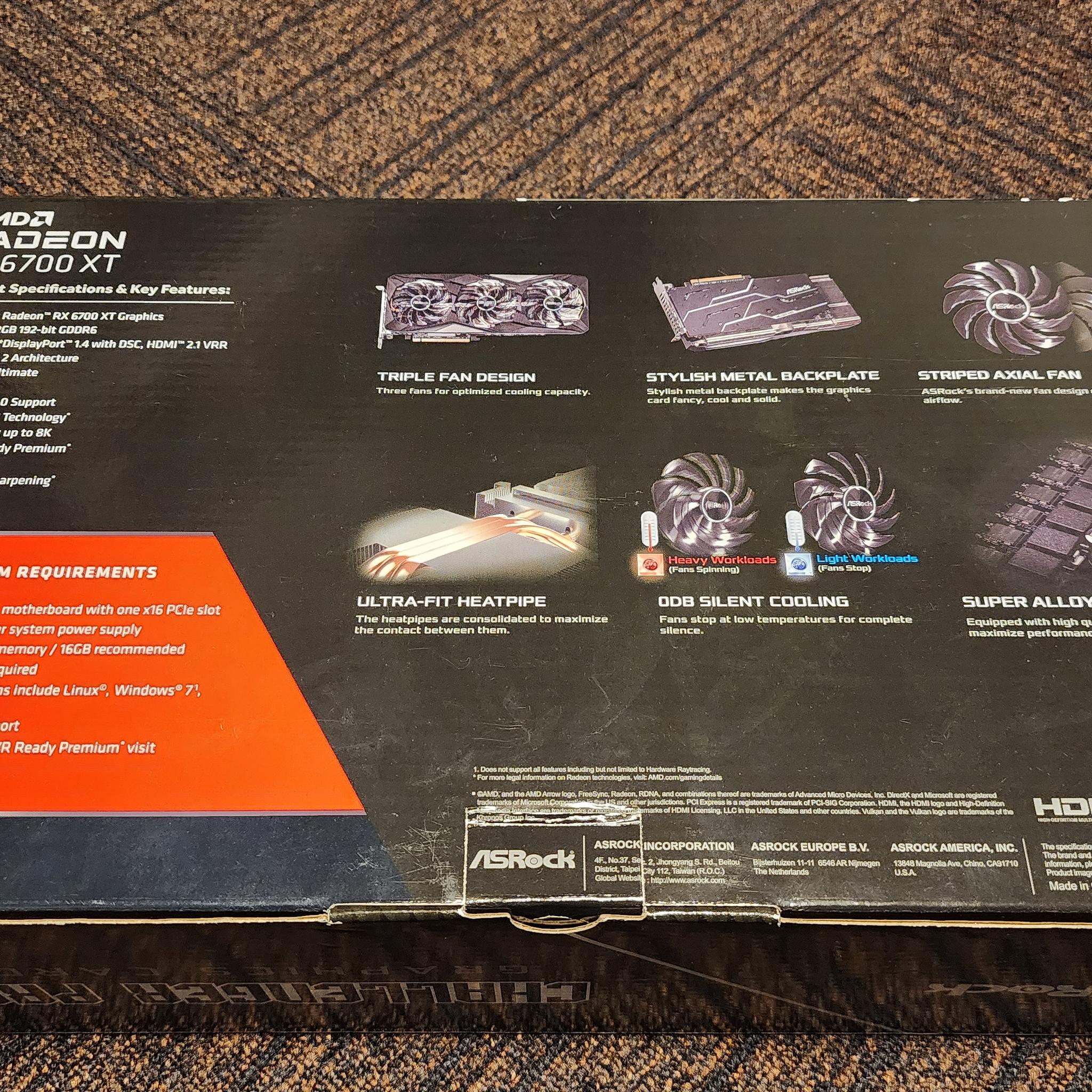 ASRock Radeon RX 6700 XT Challenger Pro OC 12GB Triple-Fan GPU – Tested, Boxed