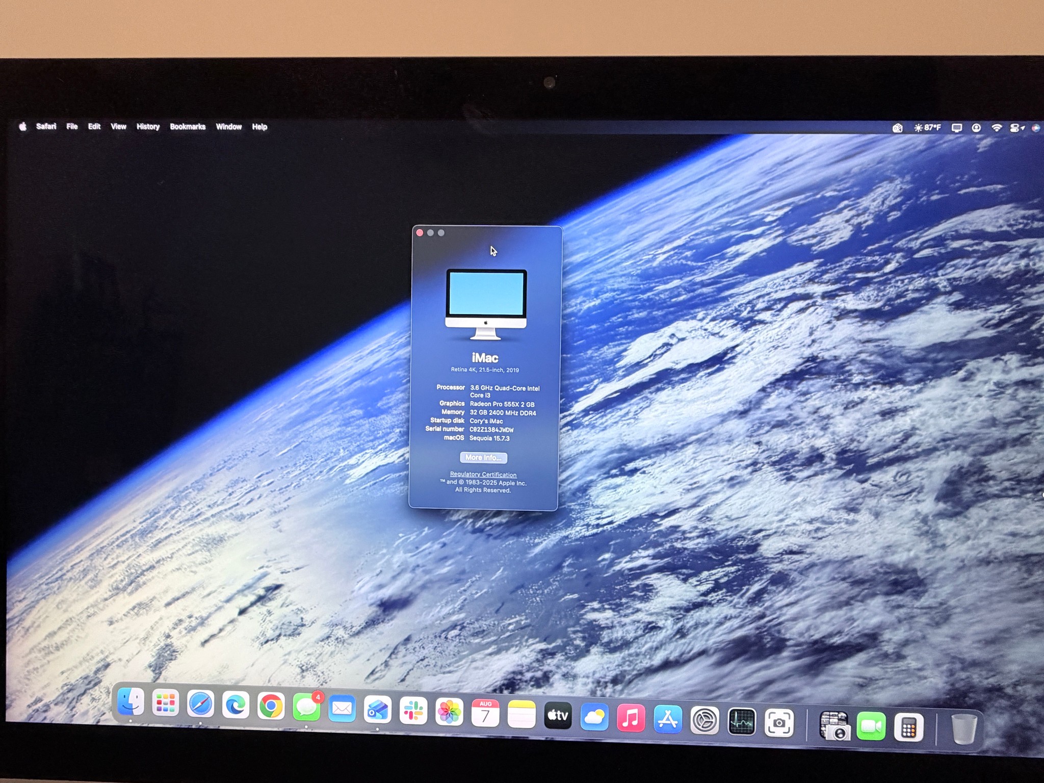 2019 Apple iMac 21.5" Retina 4K i3 3.6GHz 32GB RAM 512GB SSD Radeon 555X